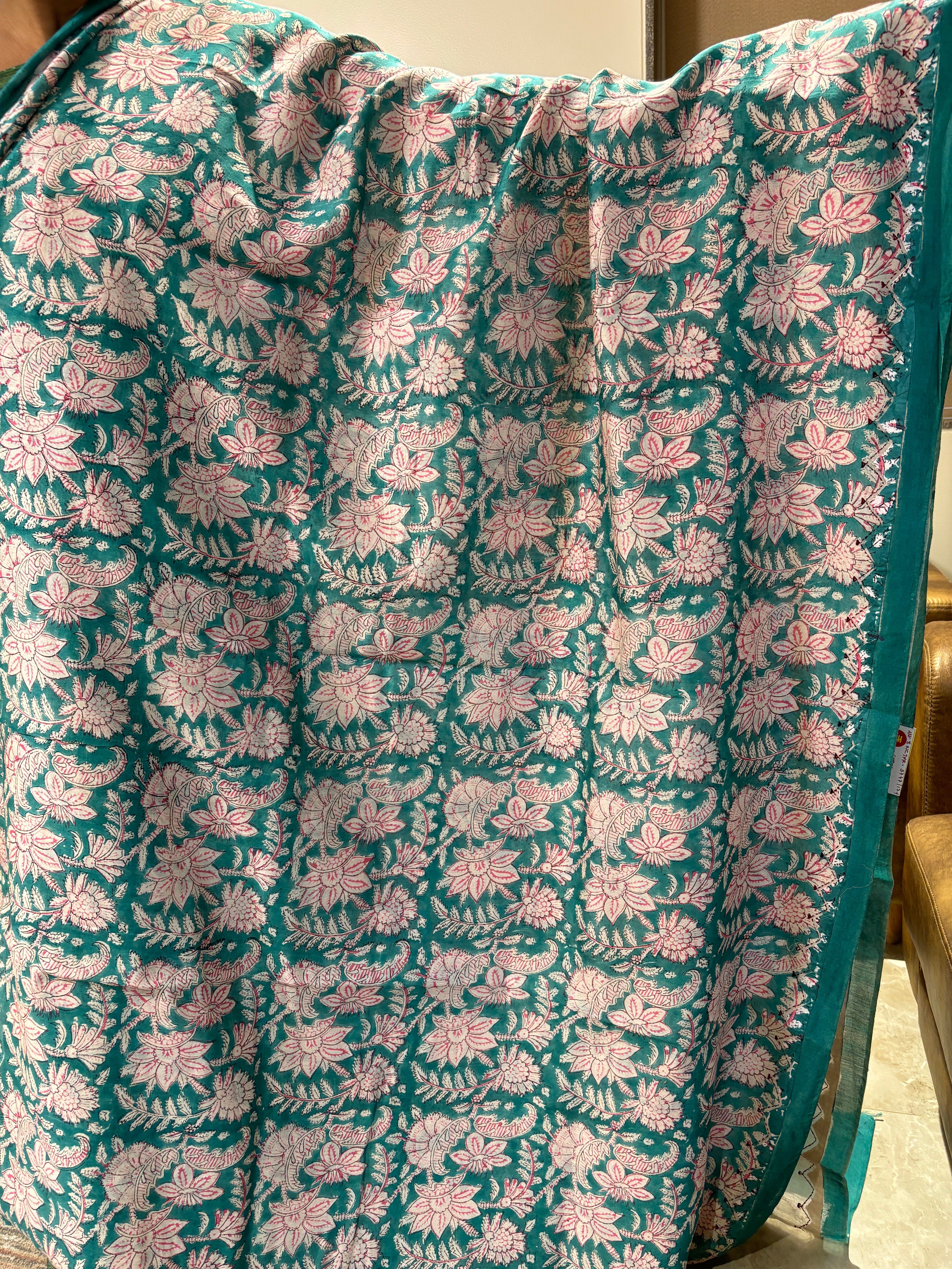 Pure cotton appliqué work saree