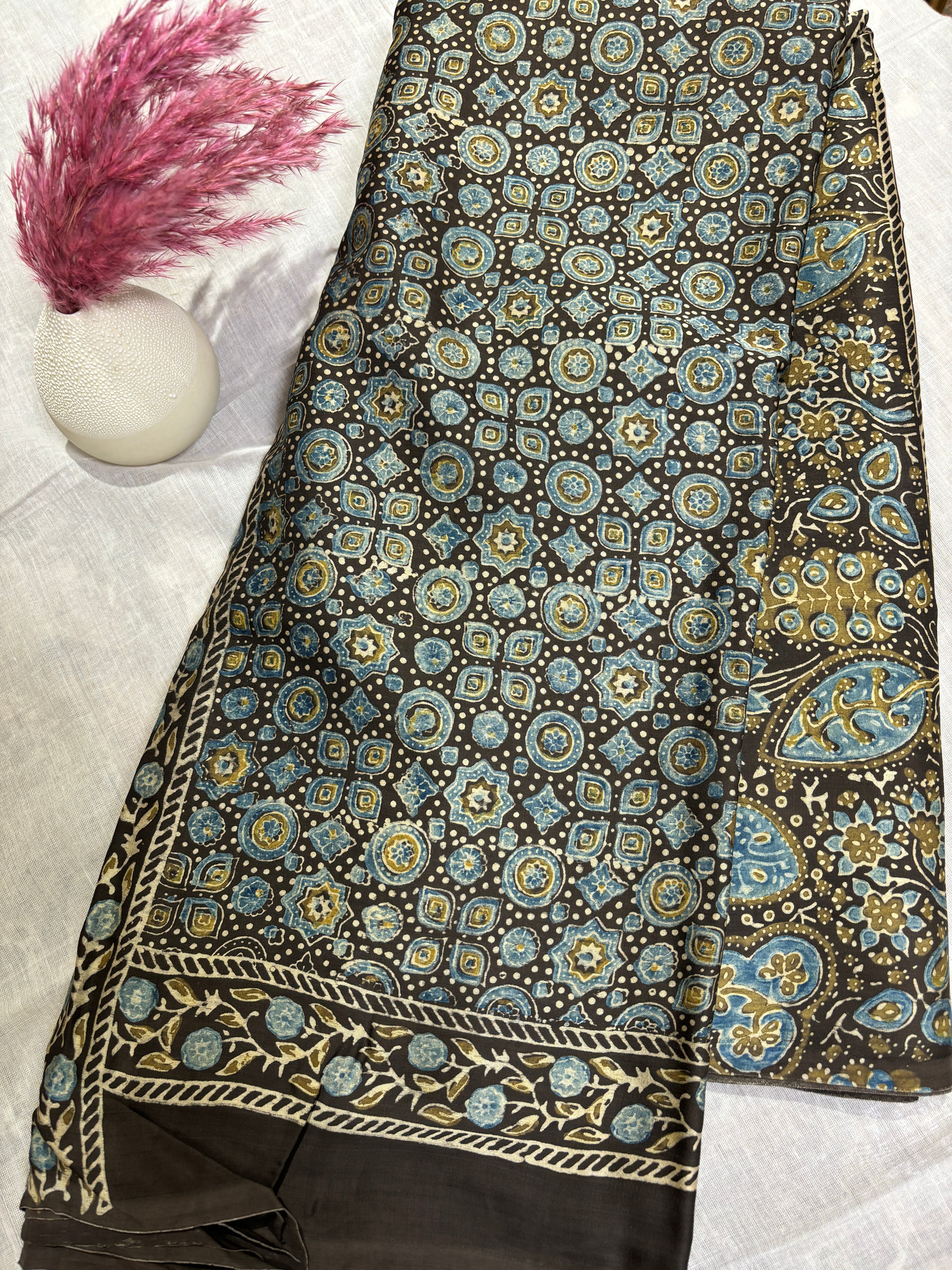 Modal silk Ajharkh sarees