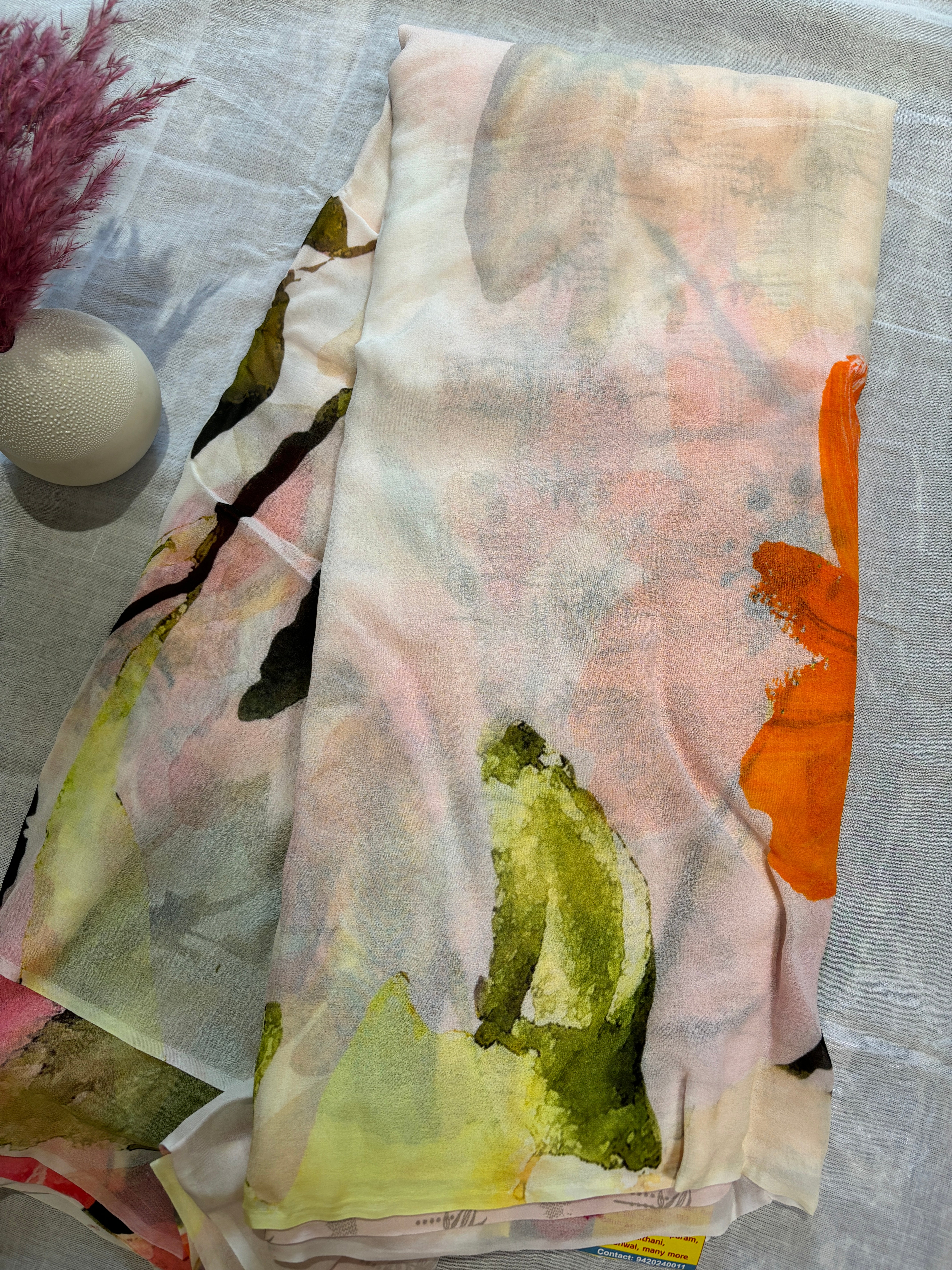 Pure georget digital printed sarees