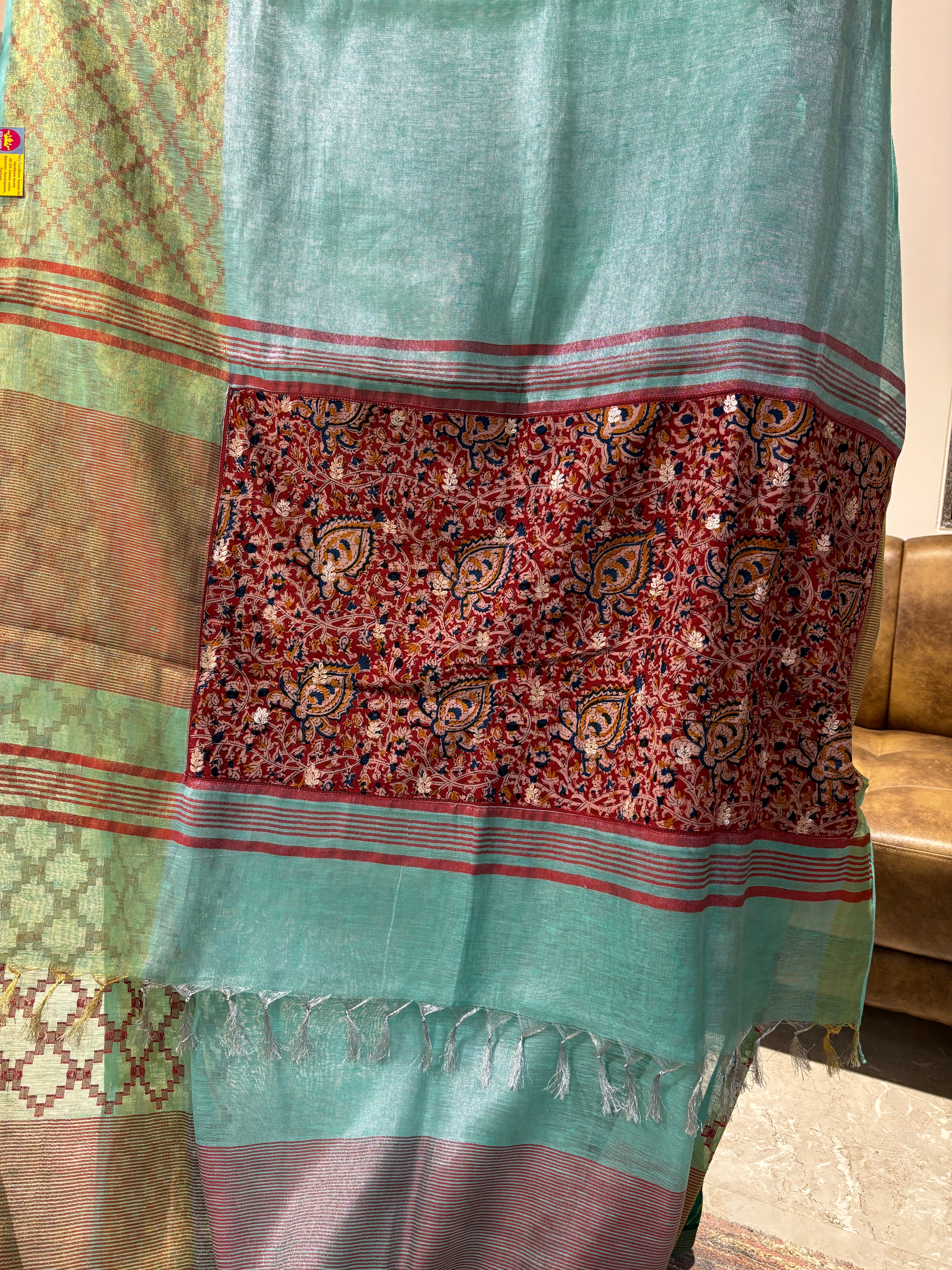 Tissue linen saree