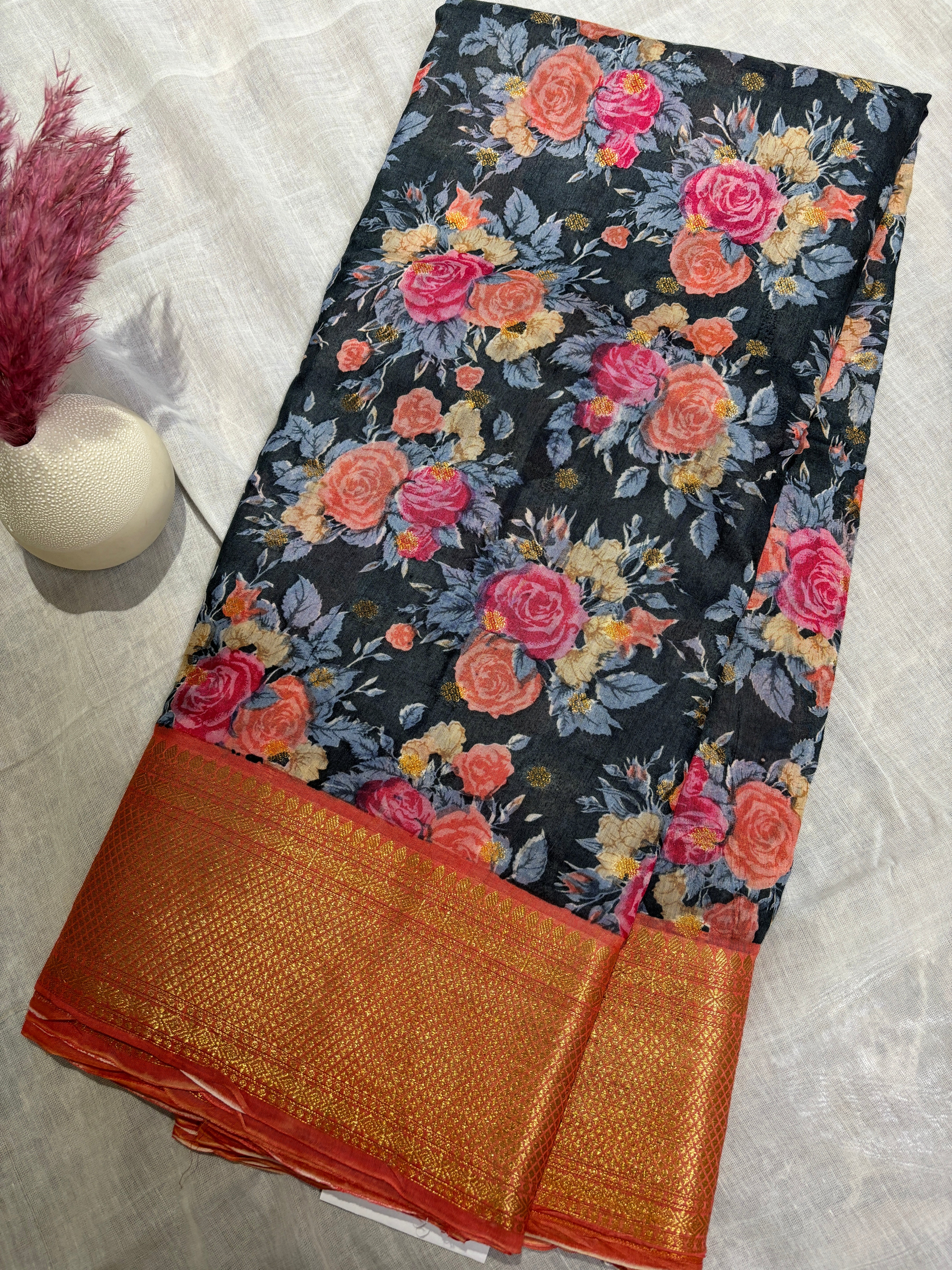 Digital printed munga saree