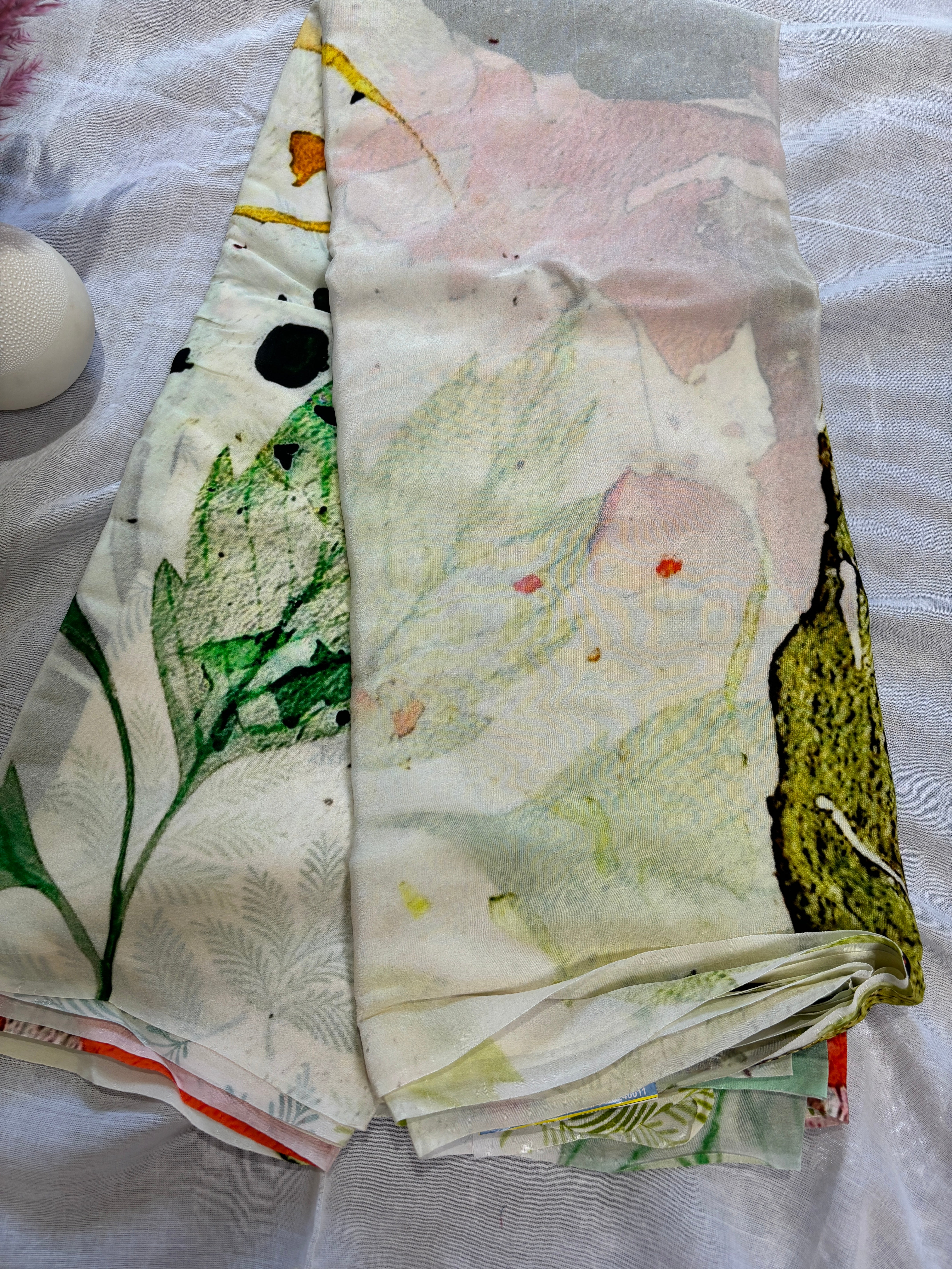 Pure crepe silk digital printed sarees