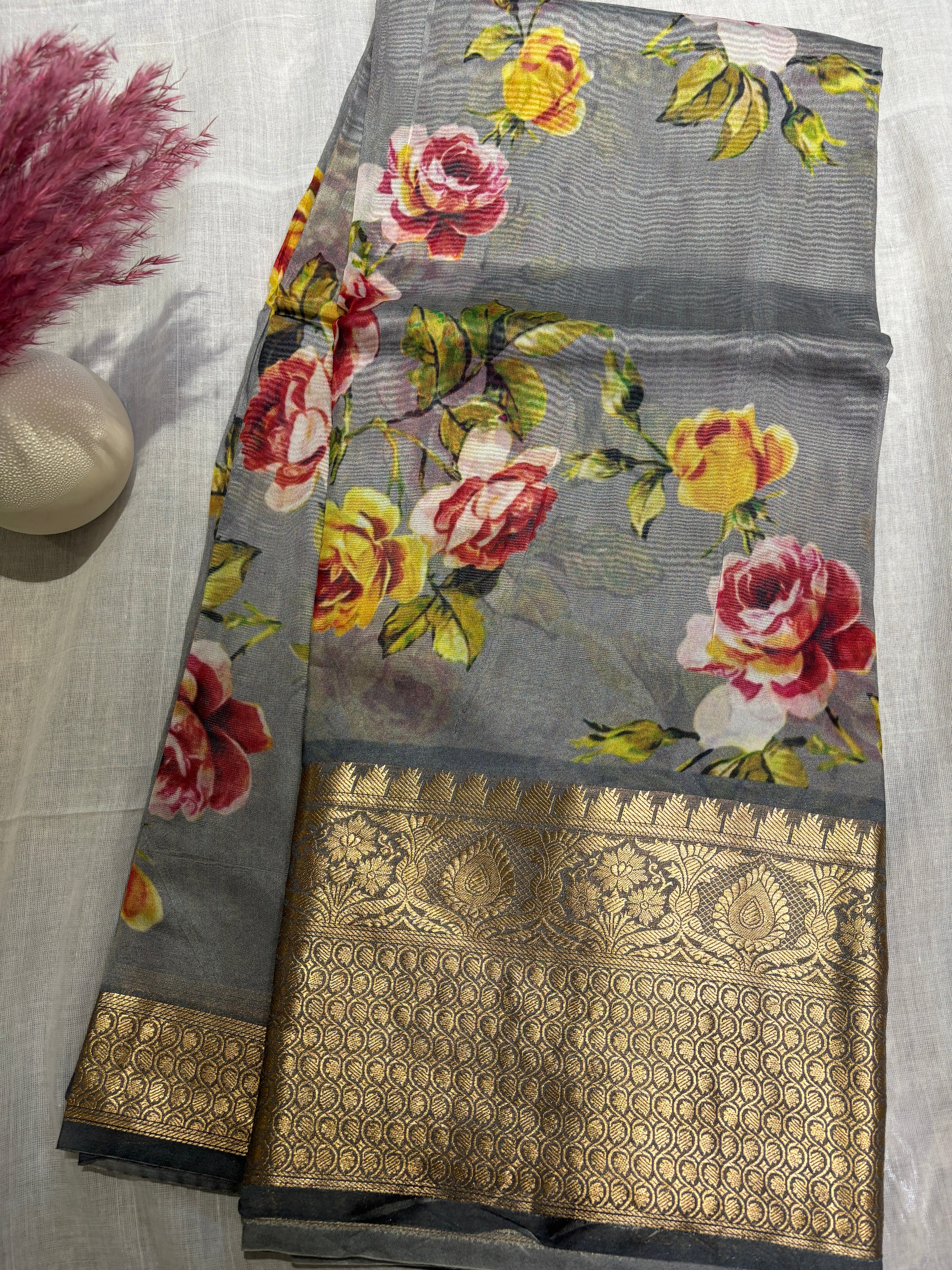 Pure georget floral sarees