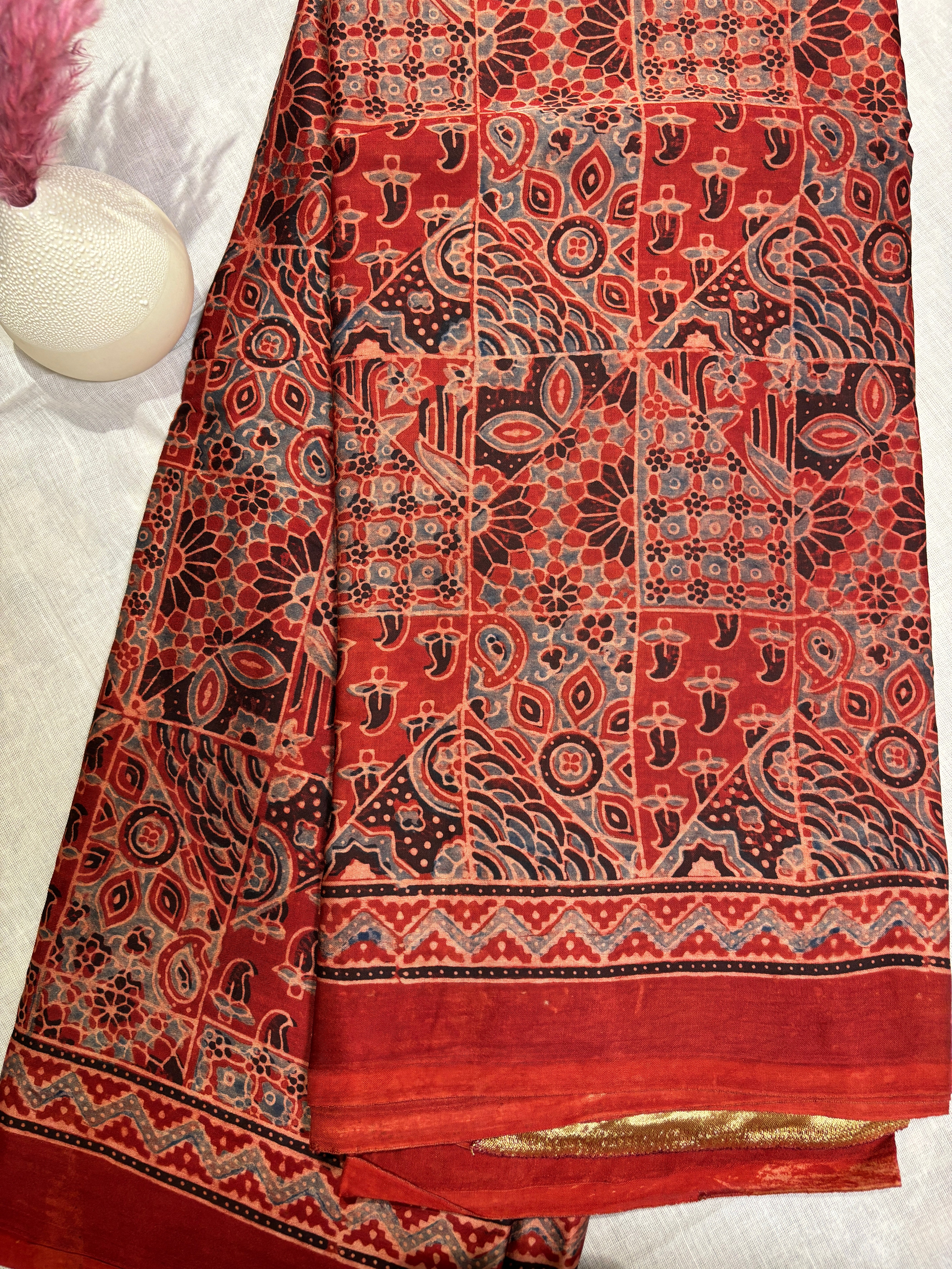 Modal silk Ajharkh sarees