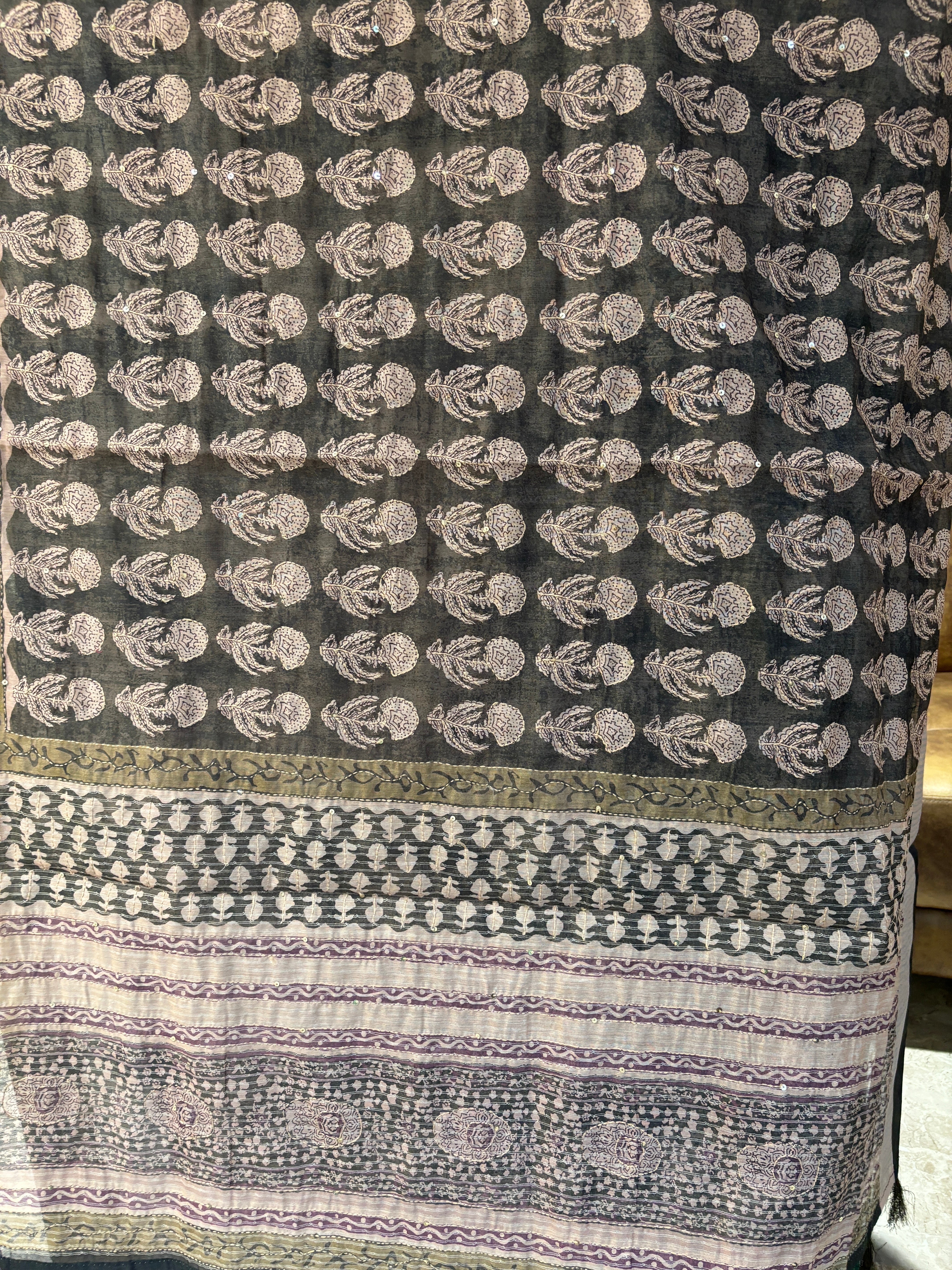 Cotton Kantha work saree