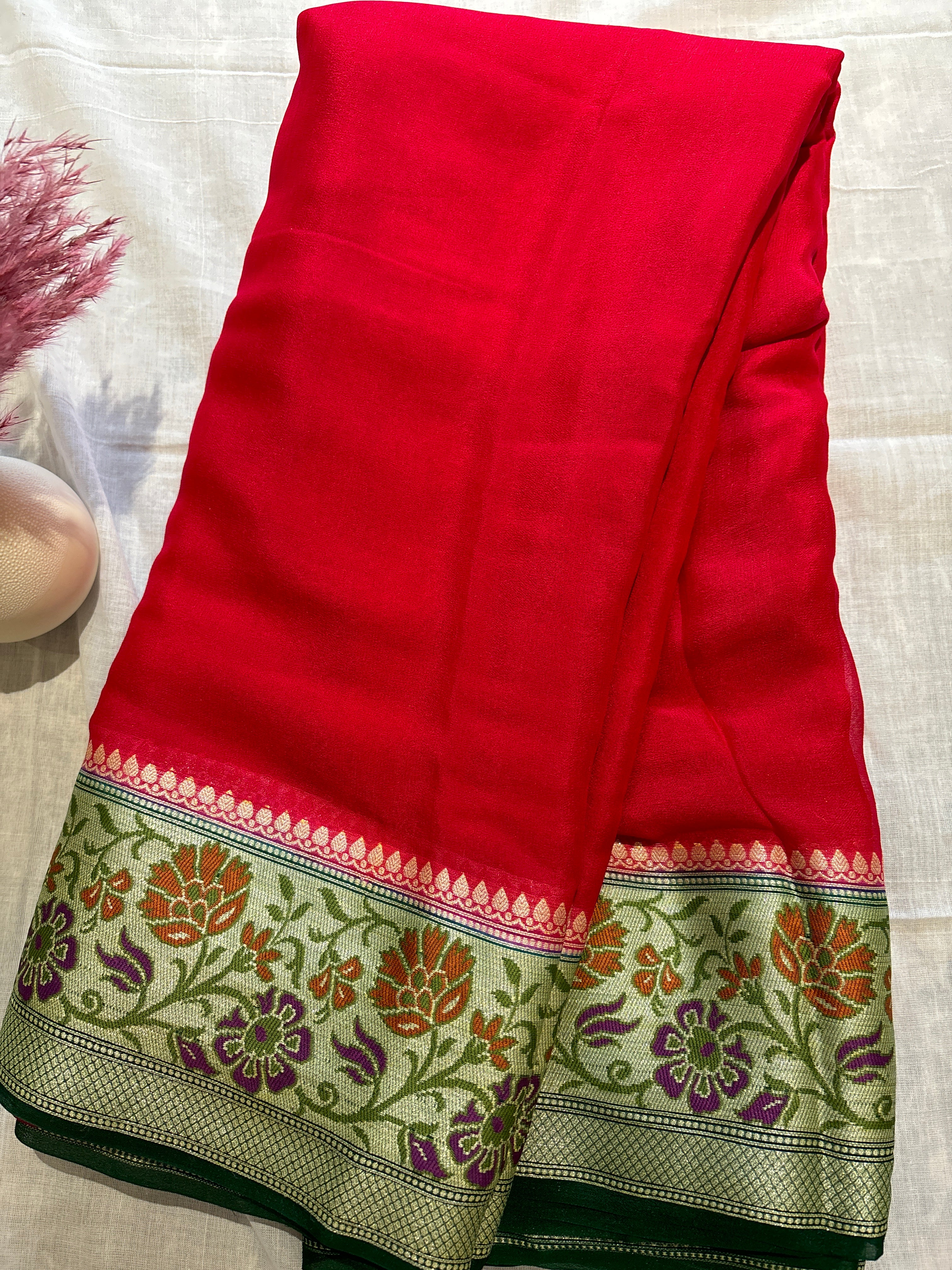 Pure khaddi chiffon georgette Banarasi saree