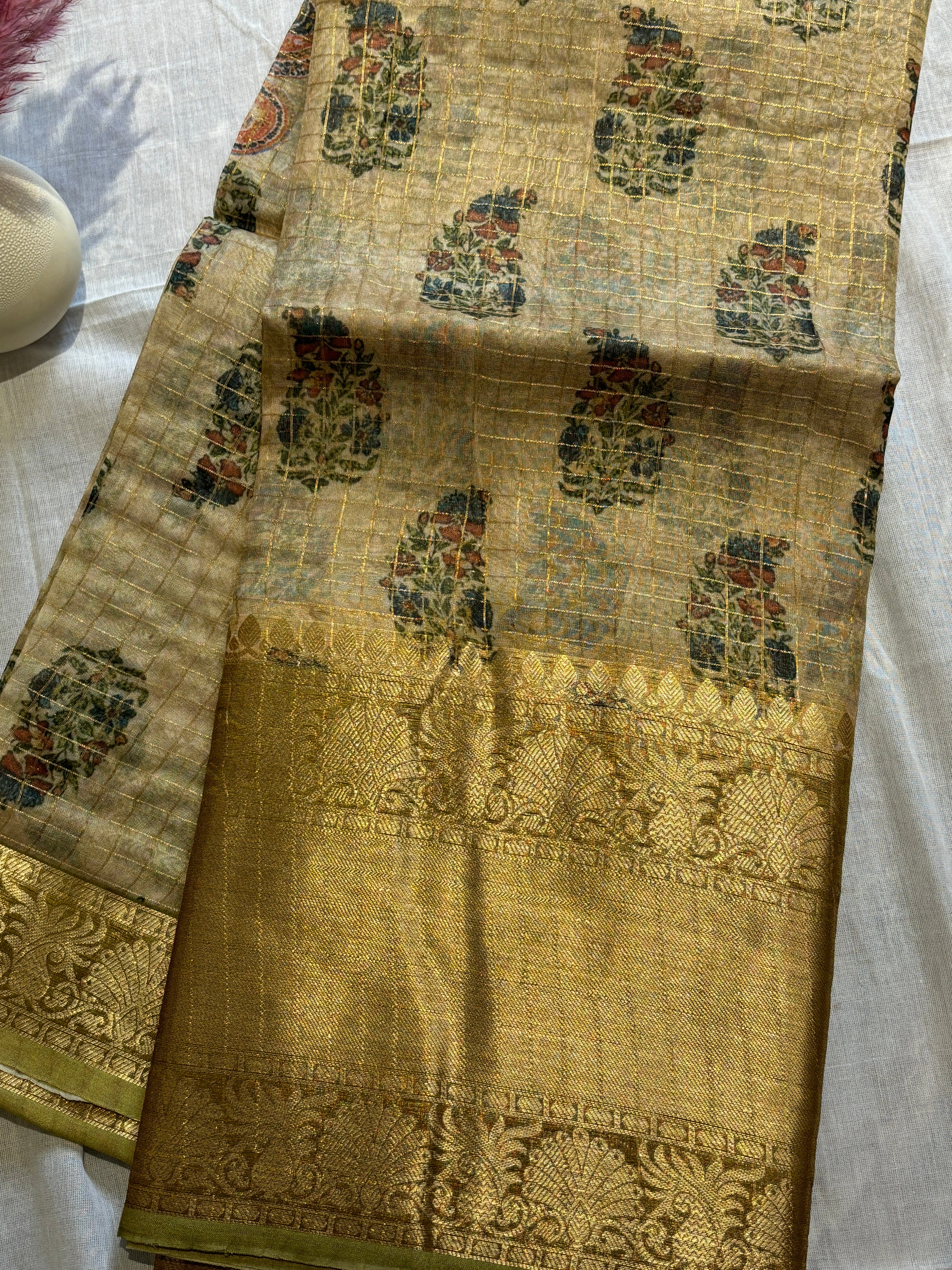 Pure organza with Zari’s checks