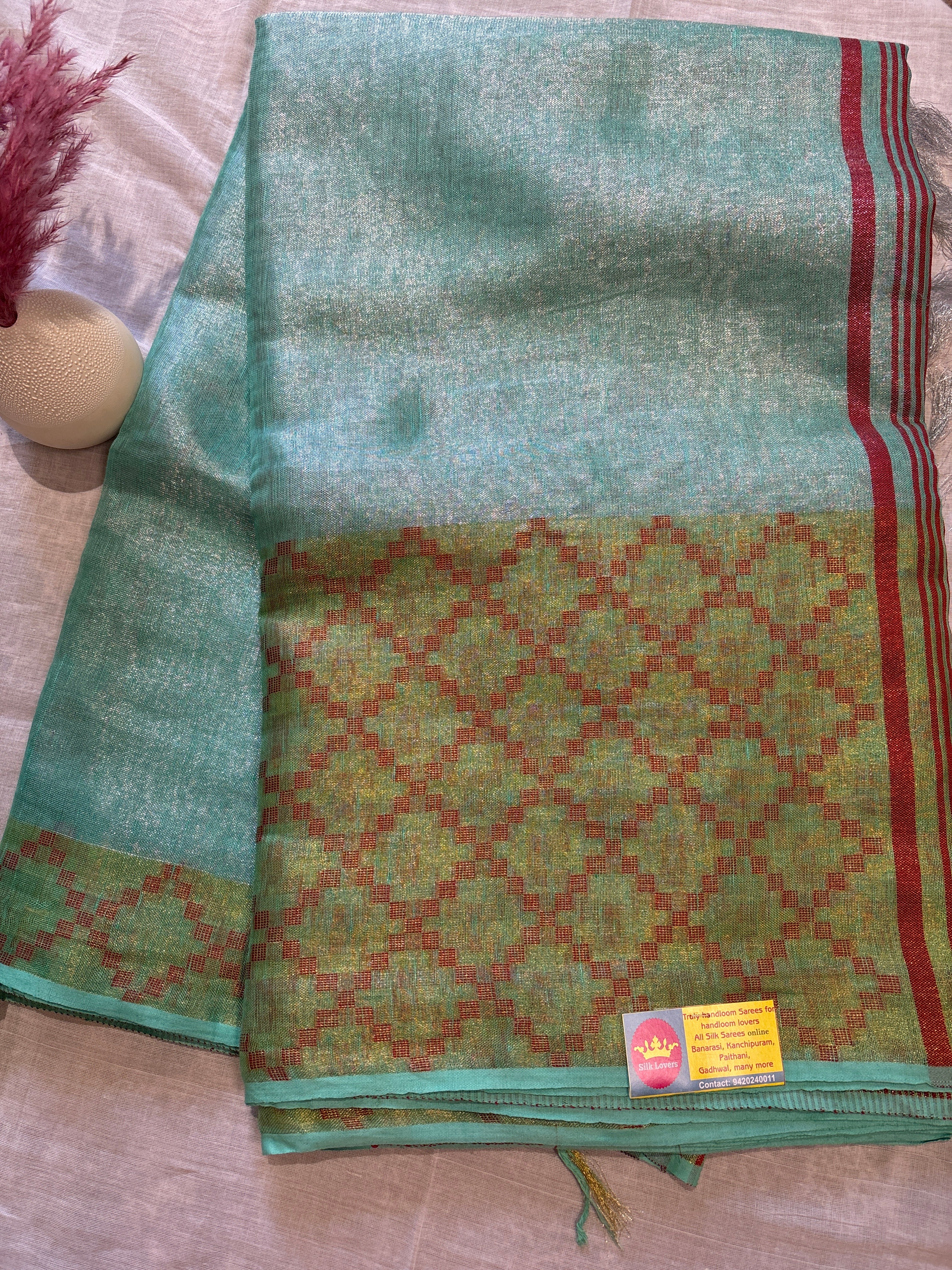 Tissue linen saree