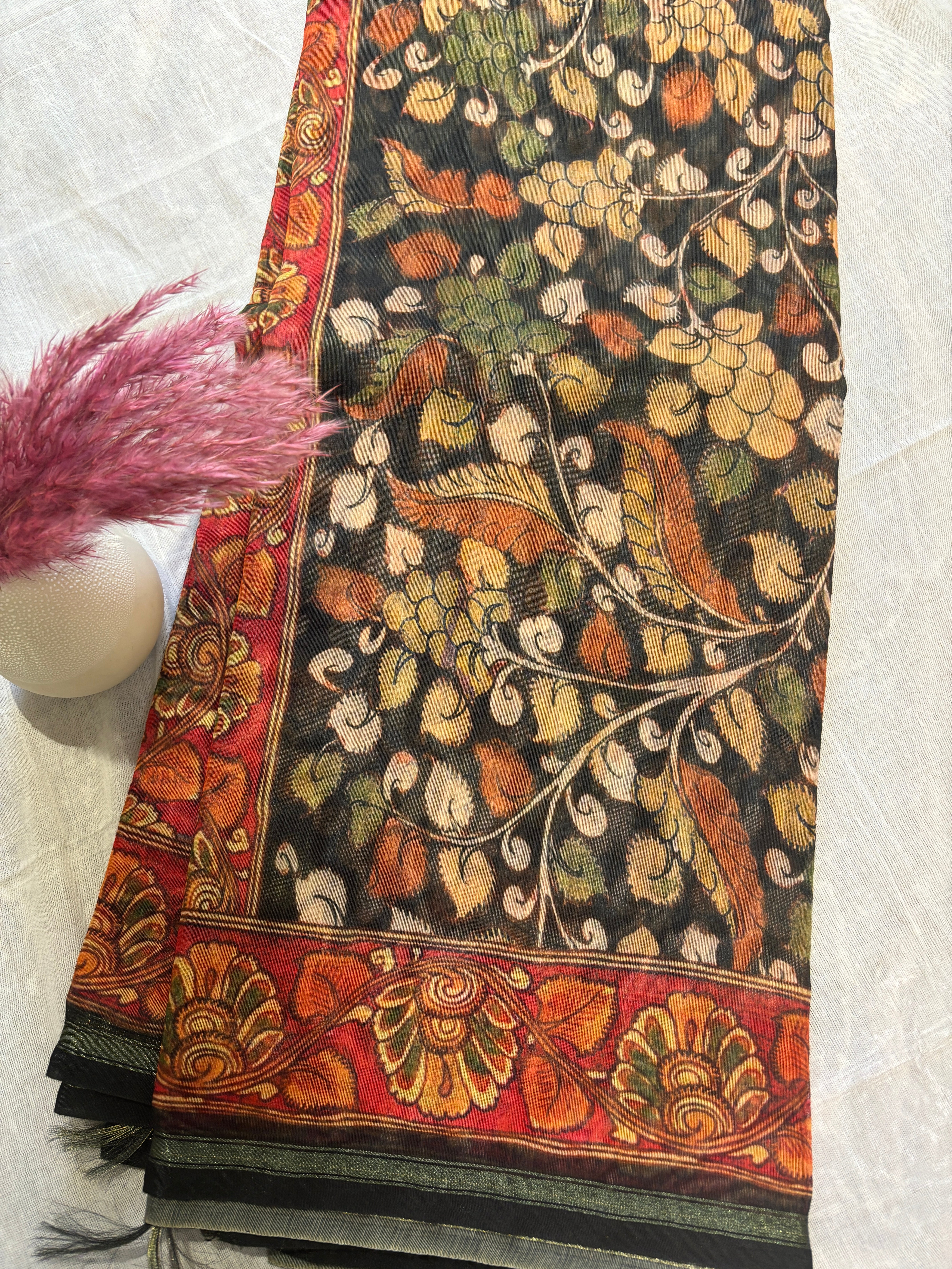 Banarasi linen digital printed