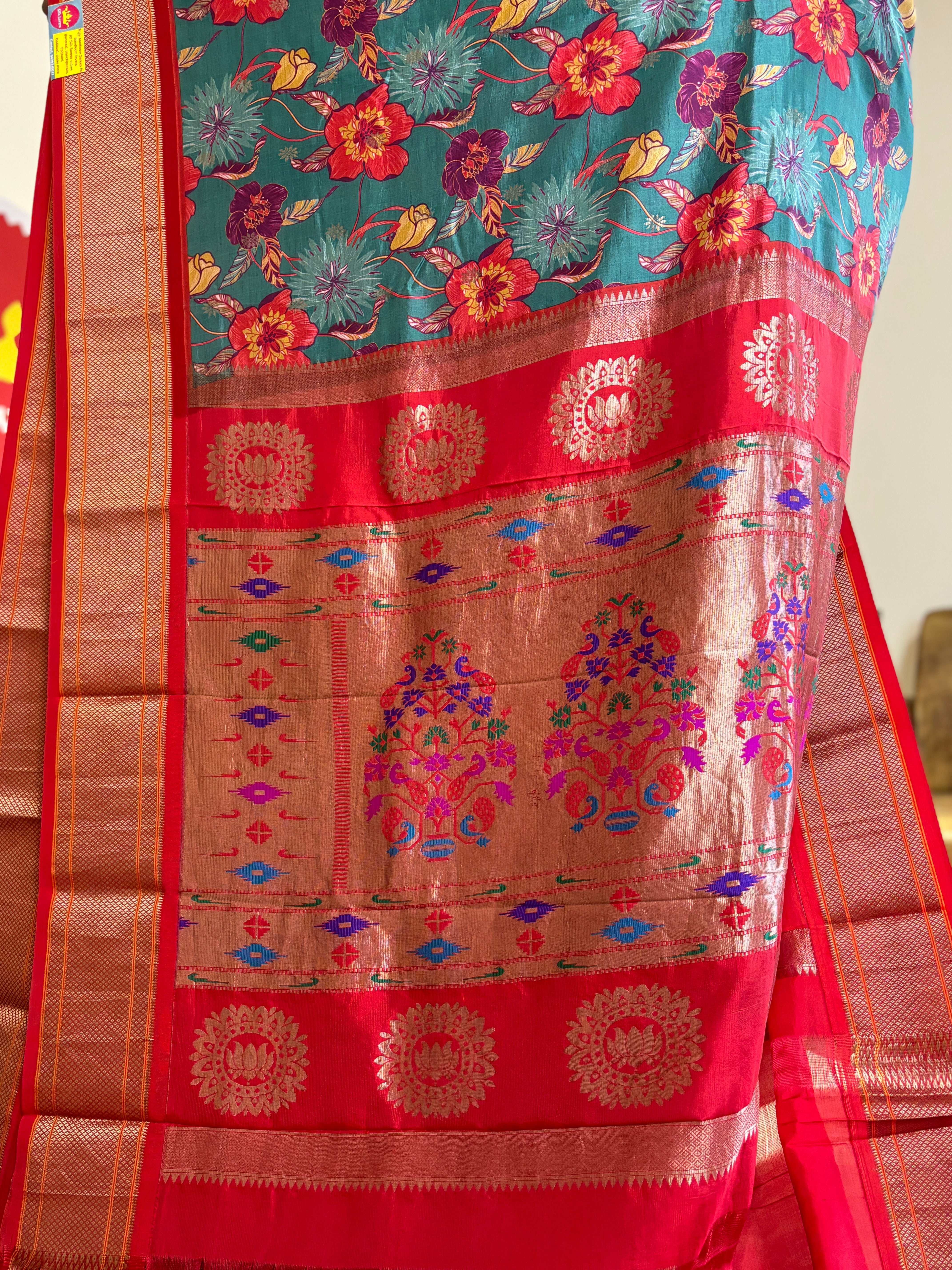 Digital printed pure silk Paithani saree