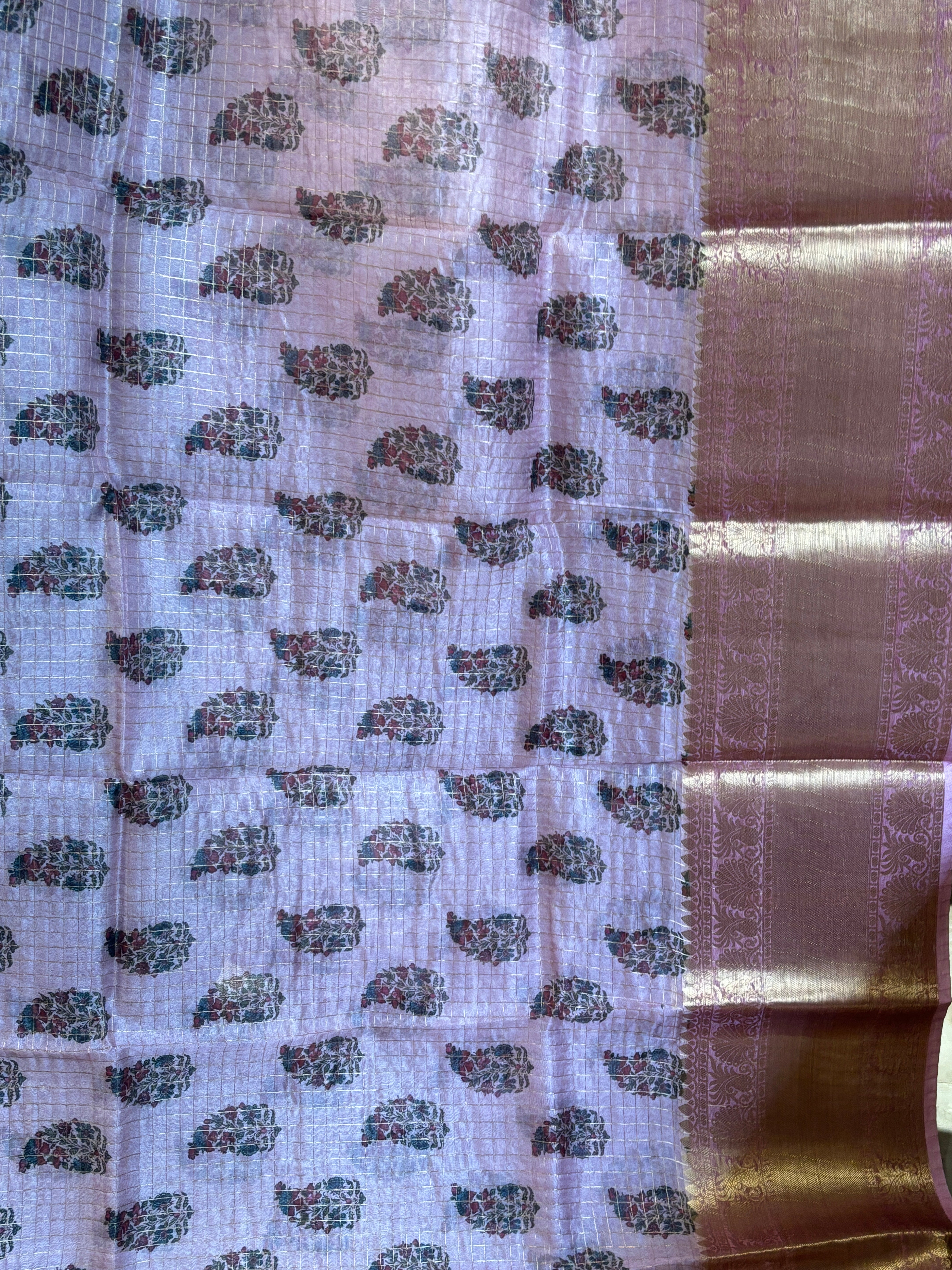 Pure organza with Zari’s checks