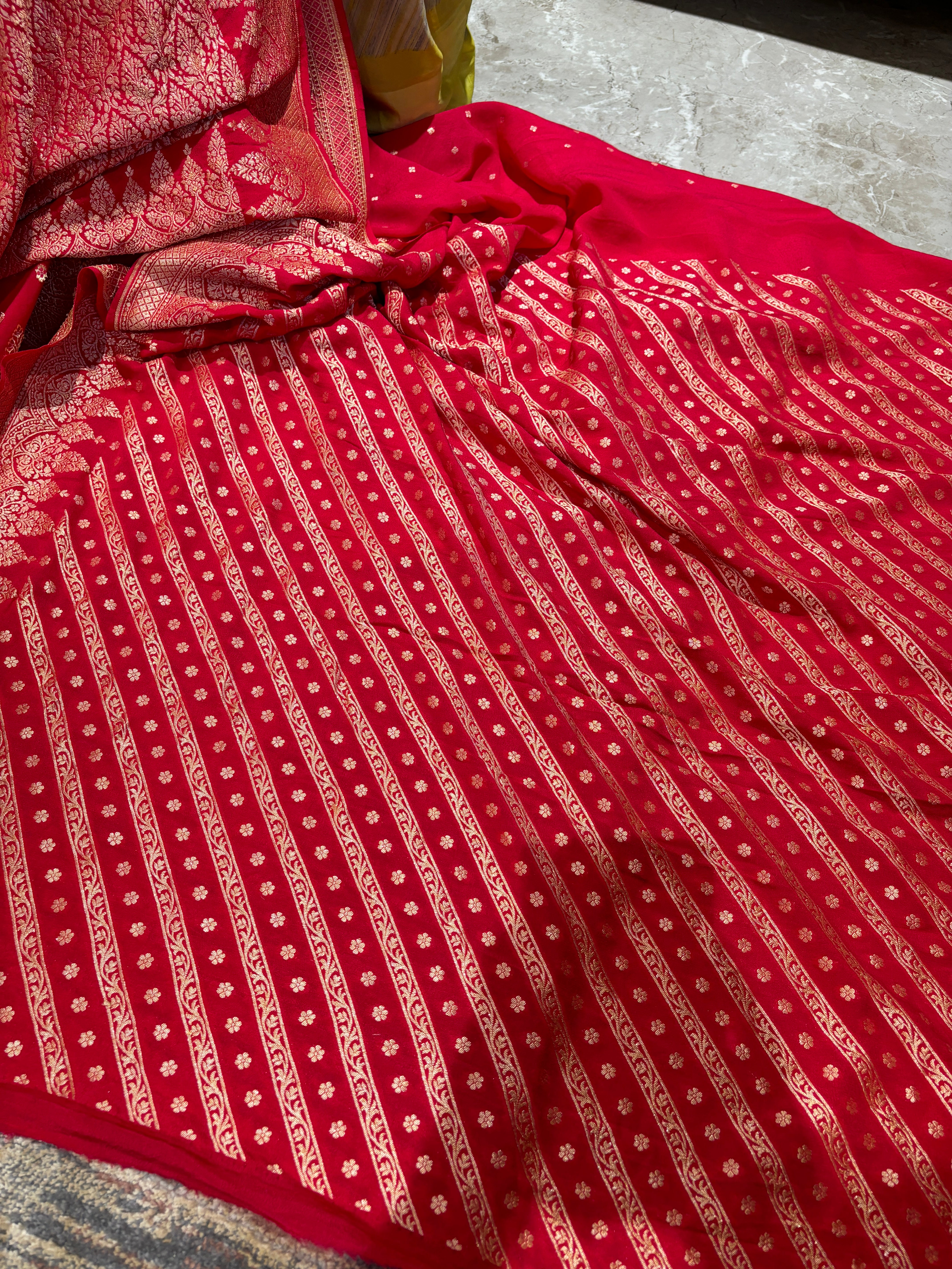 Red khaddi chiffon