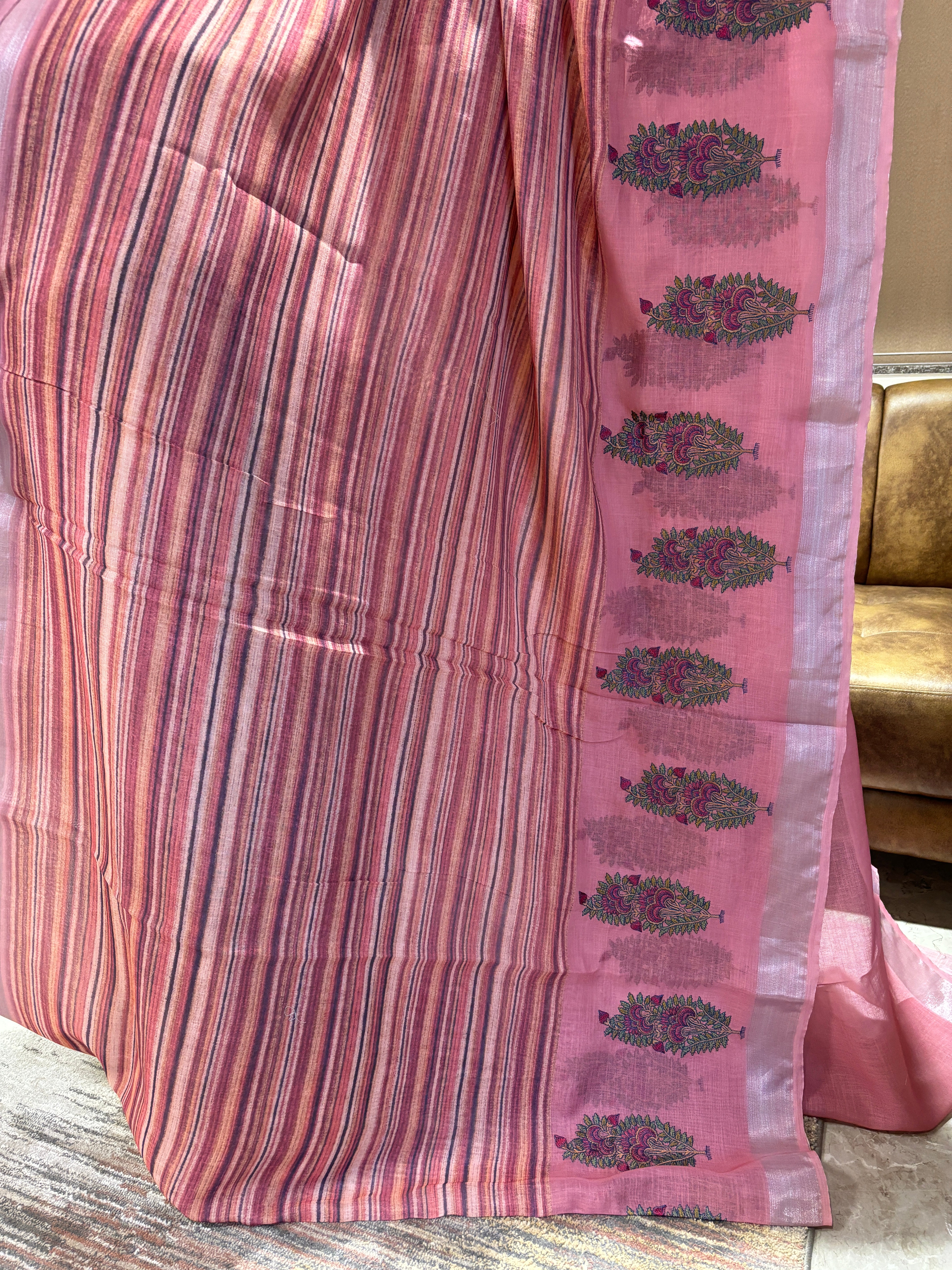 Banarasi linen with embroidery