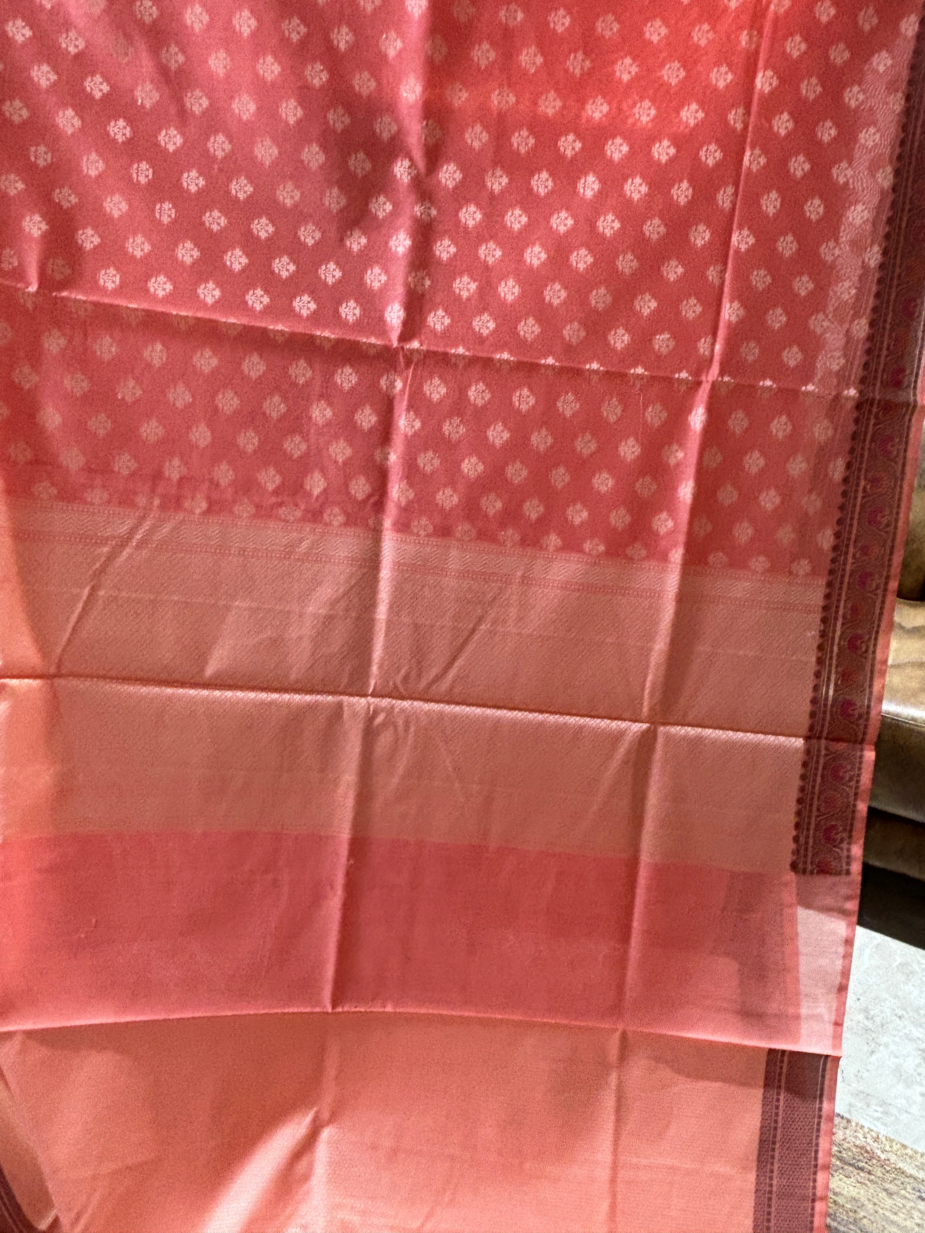 Pink and pink Banarasi mercerised cotton sarees.