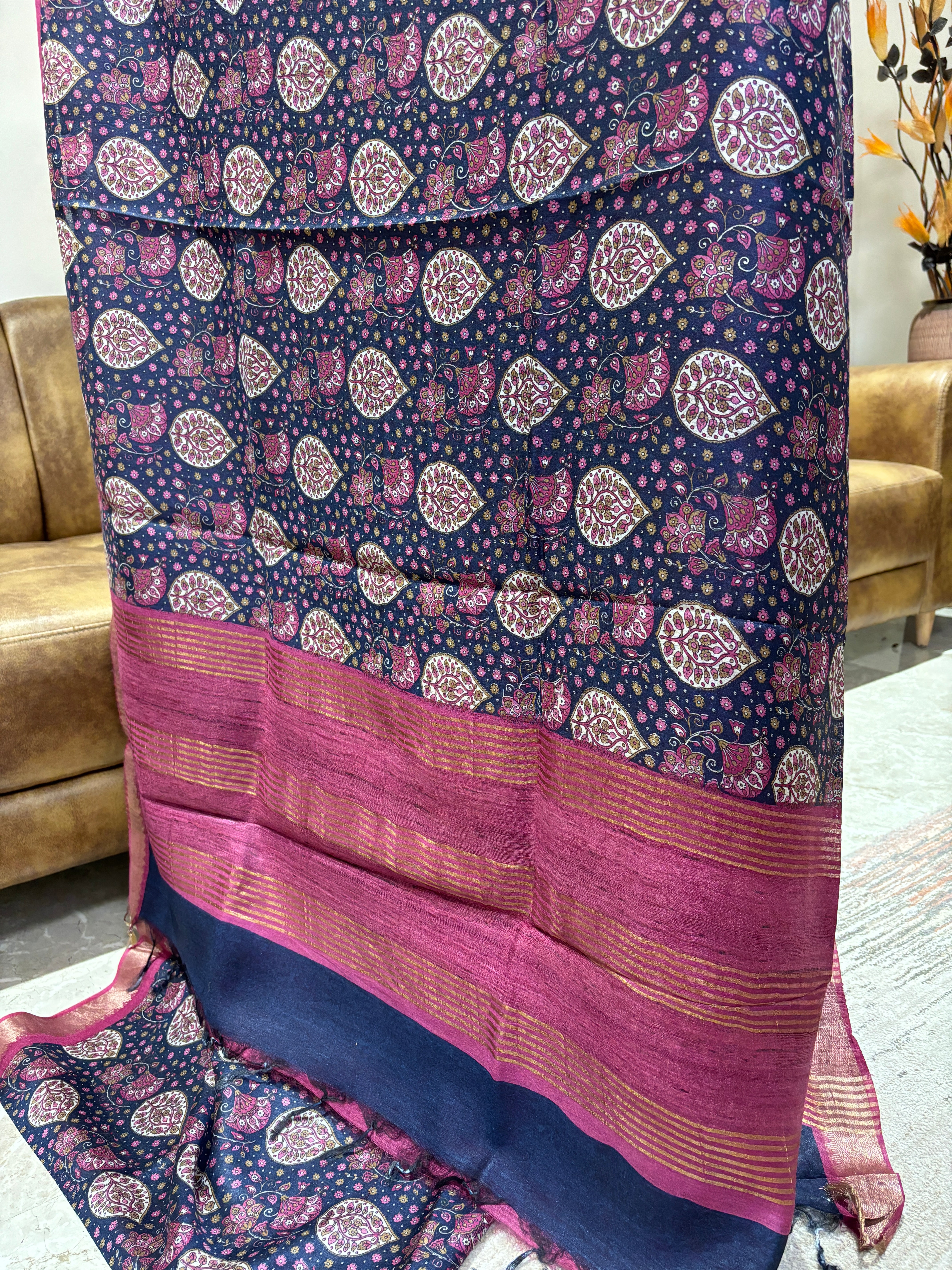 Pure silk printed Tusser saree