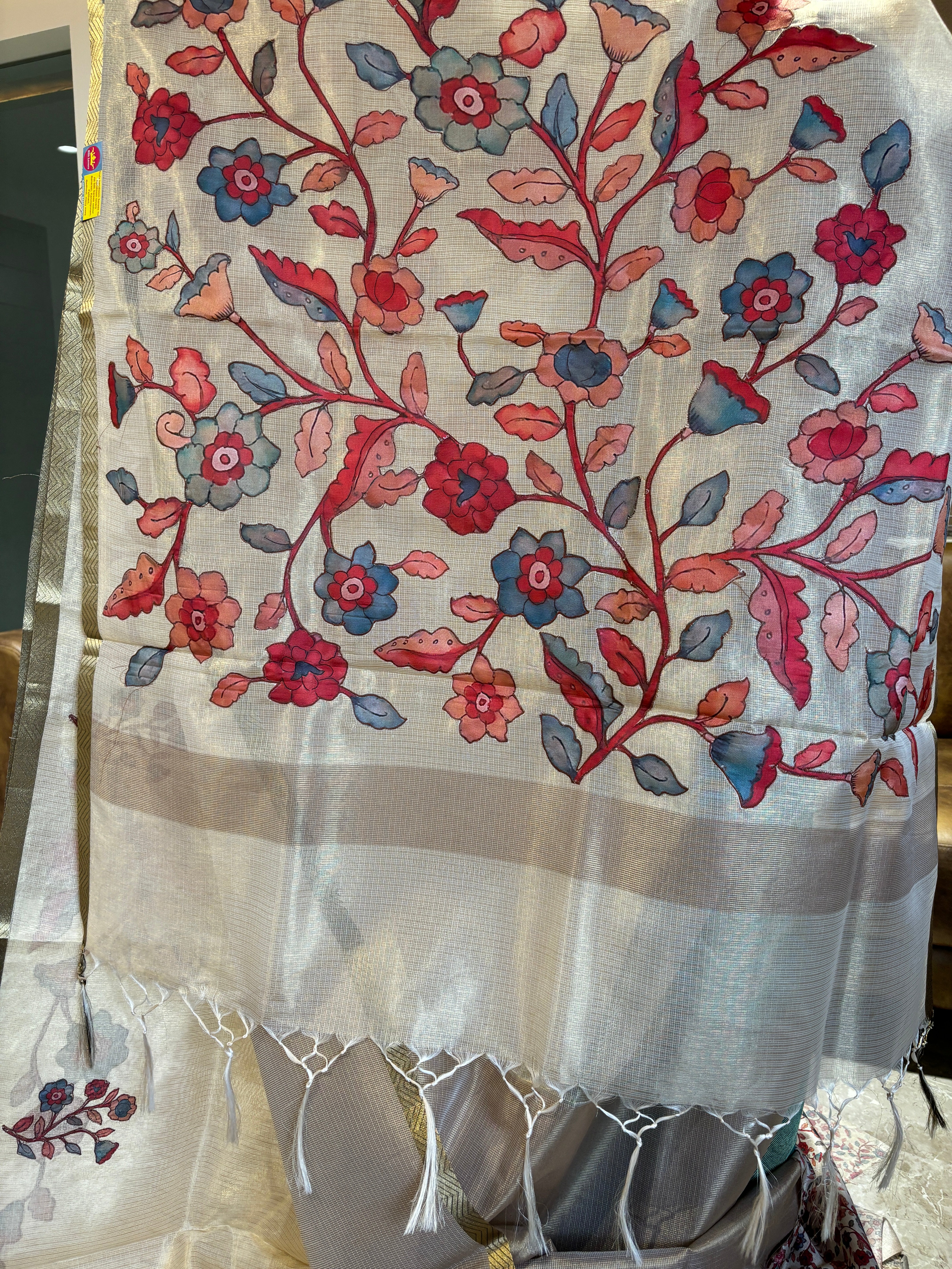 Tissue kota saree with applique work