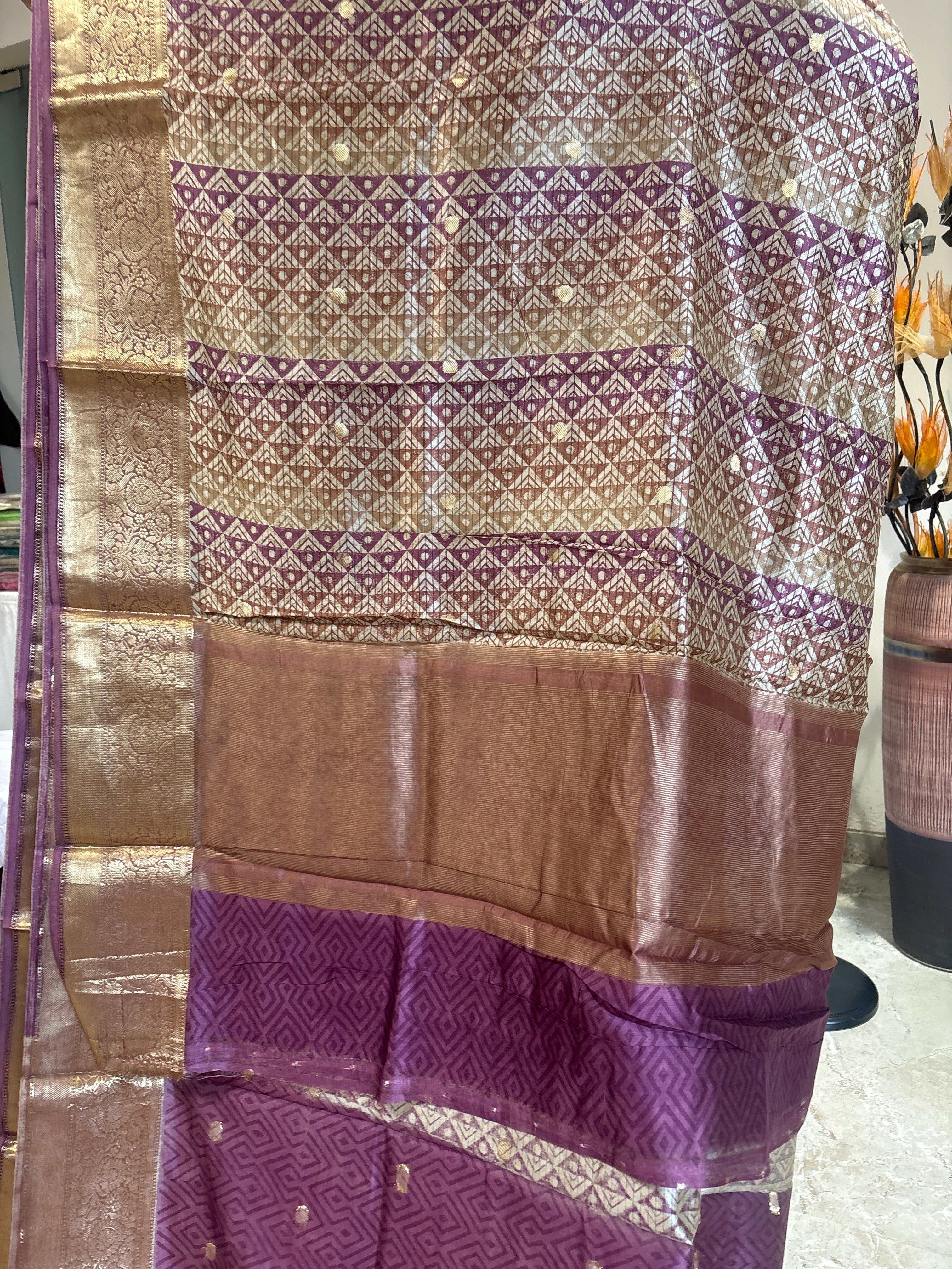 Pure crepe silk Banarasi saree