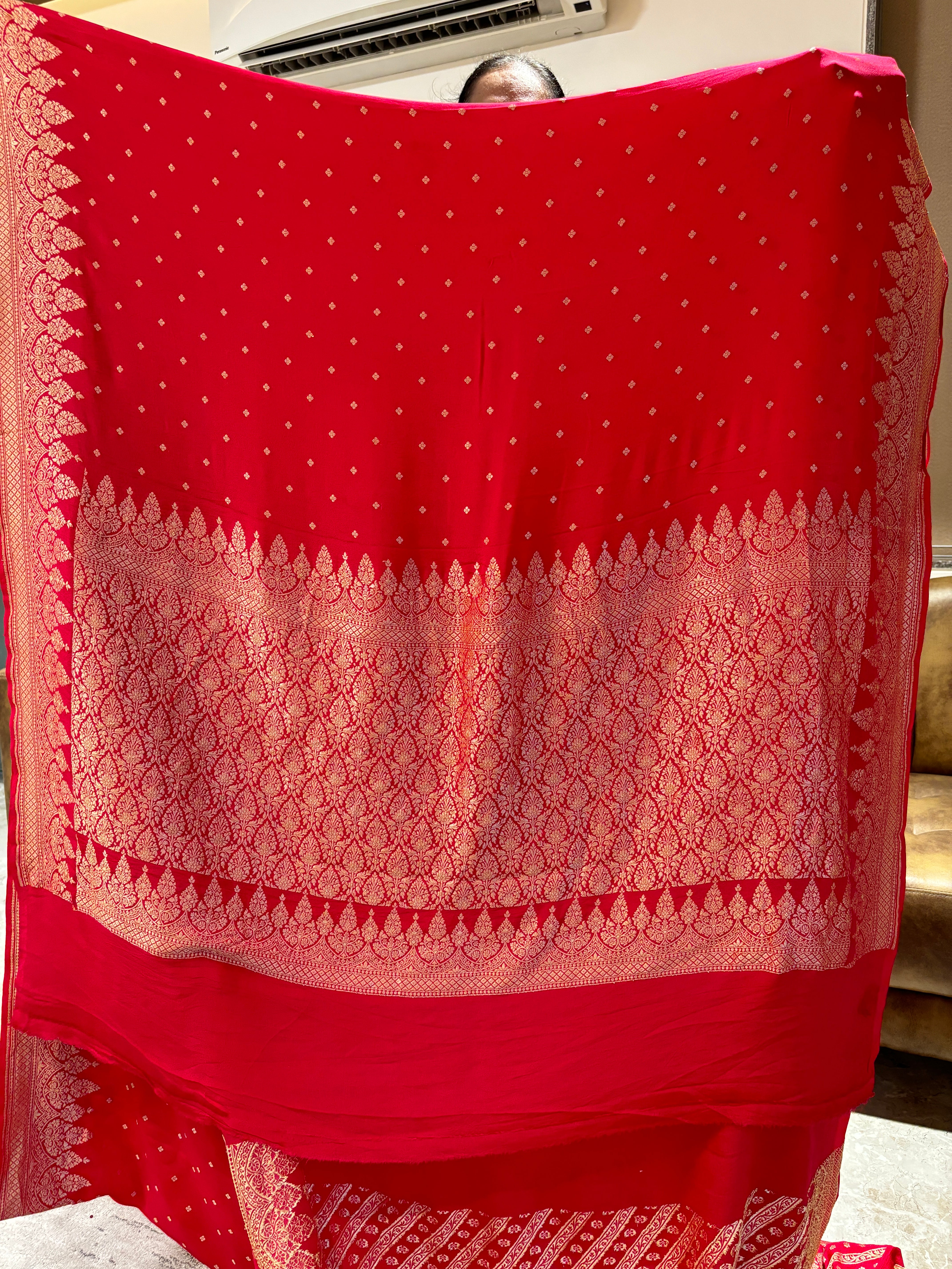 Red khaddi chiffon