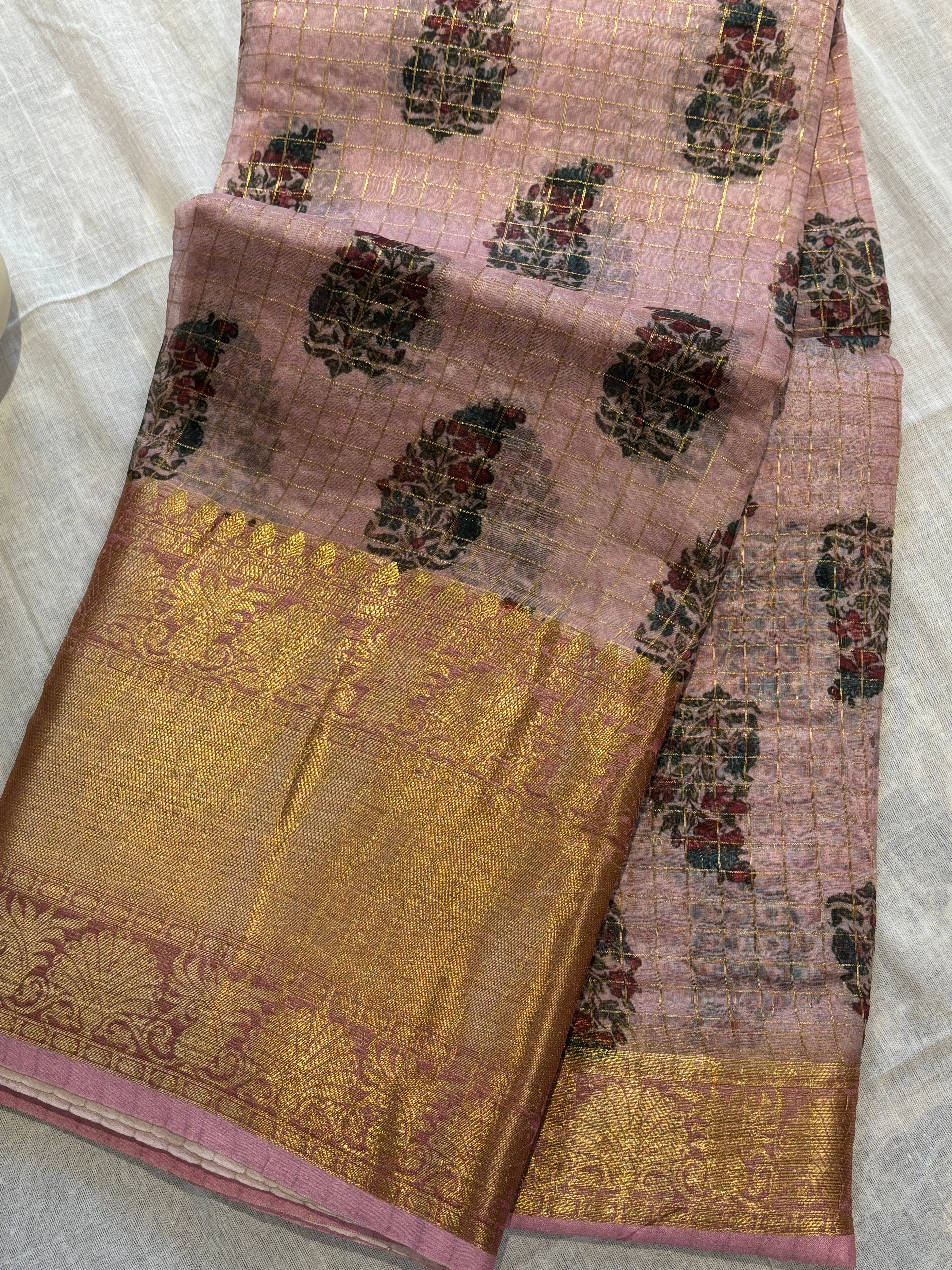 Pure organza with Zari’s checks