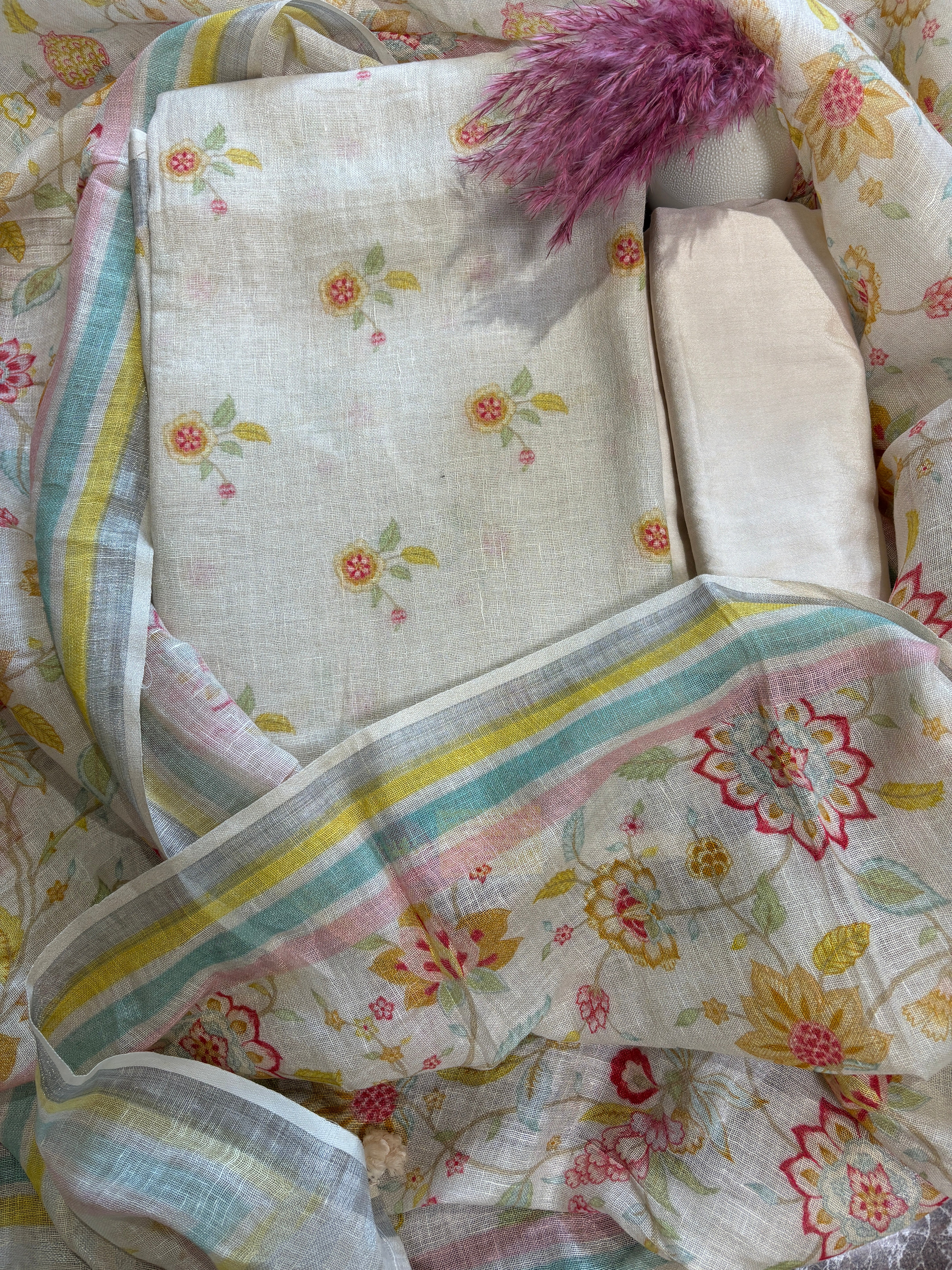 Pure linen off white Suit material