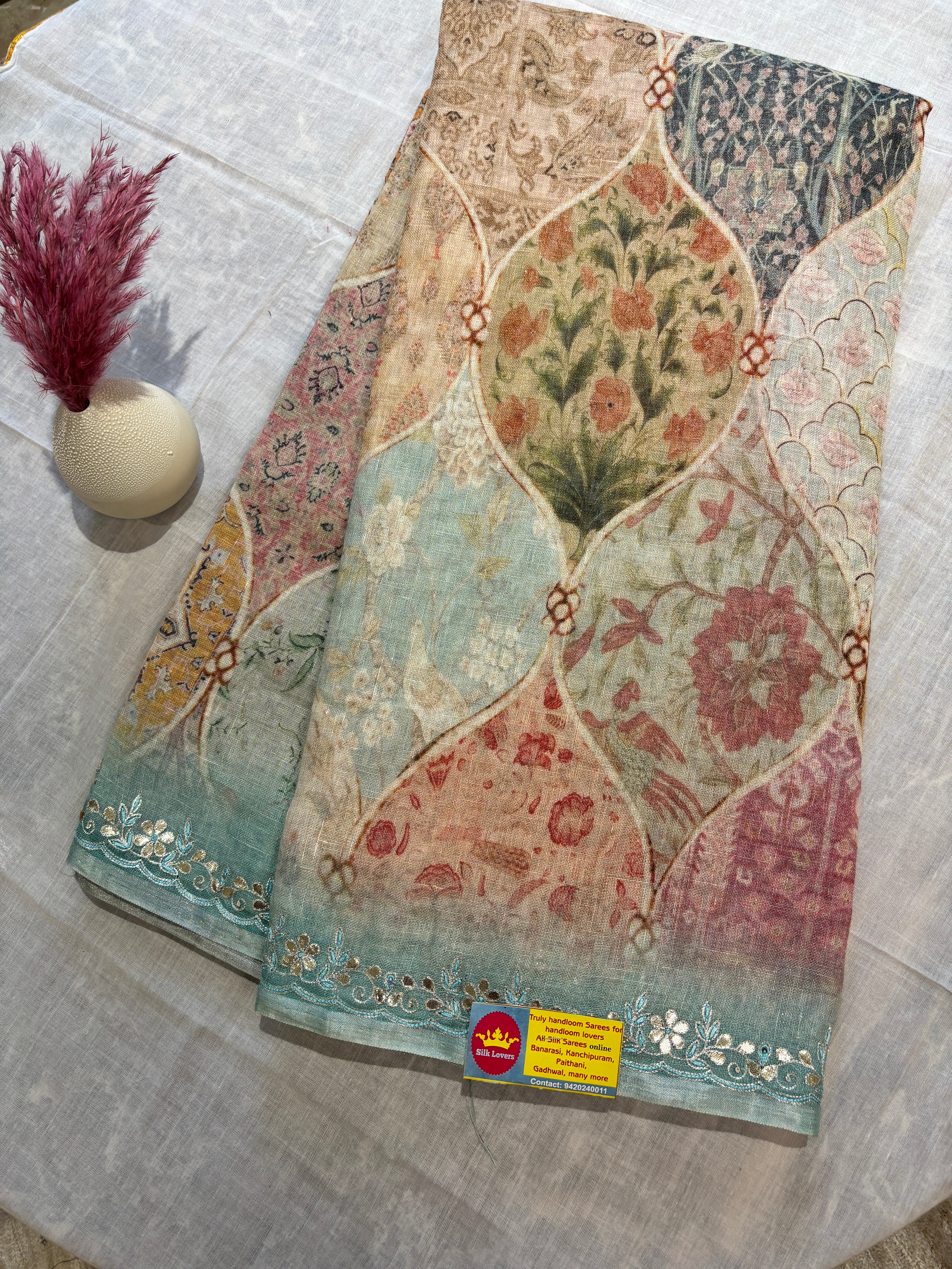 Pure linen saree
