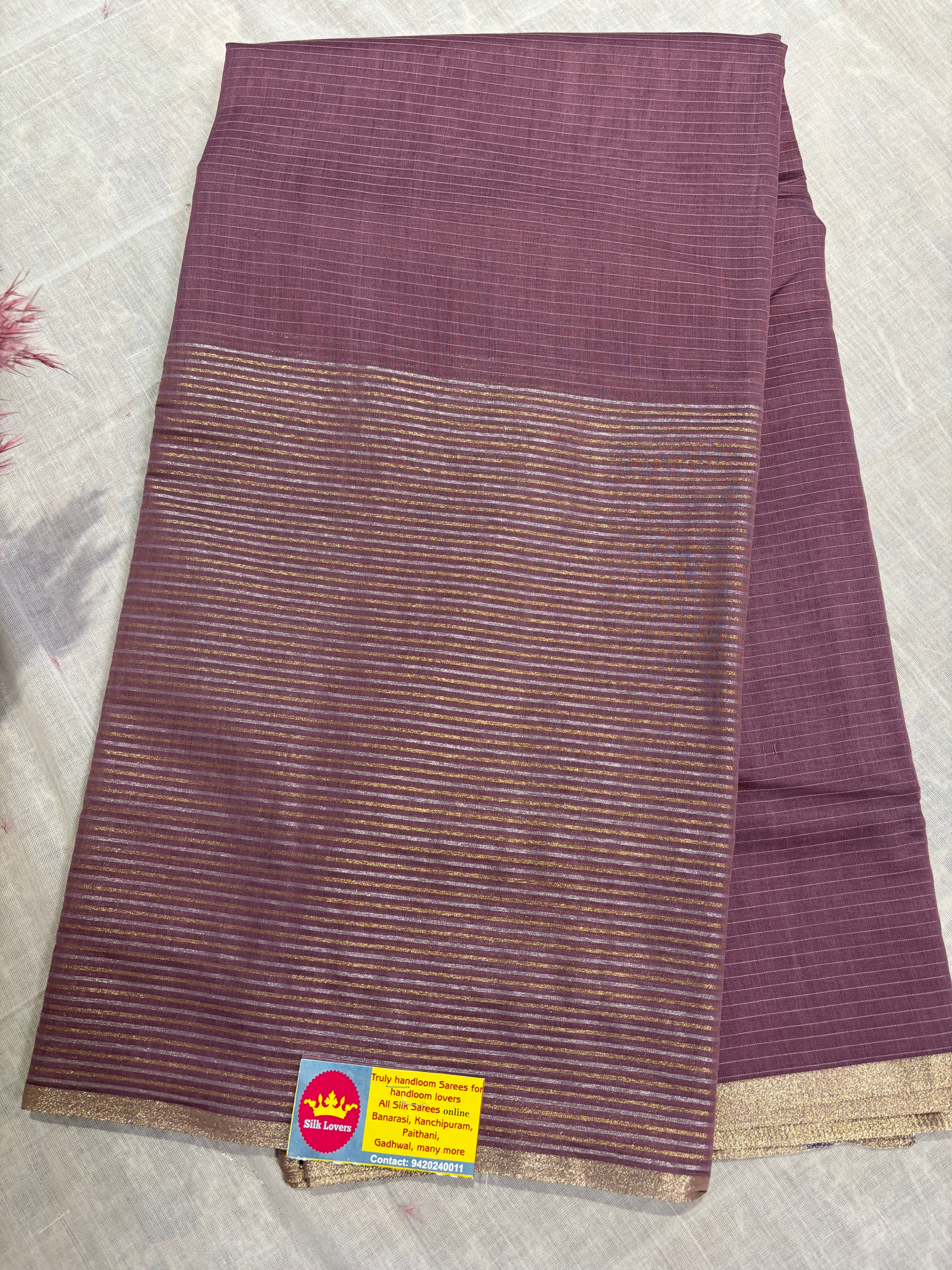 Lavender pure cotton saree
