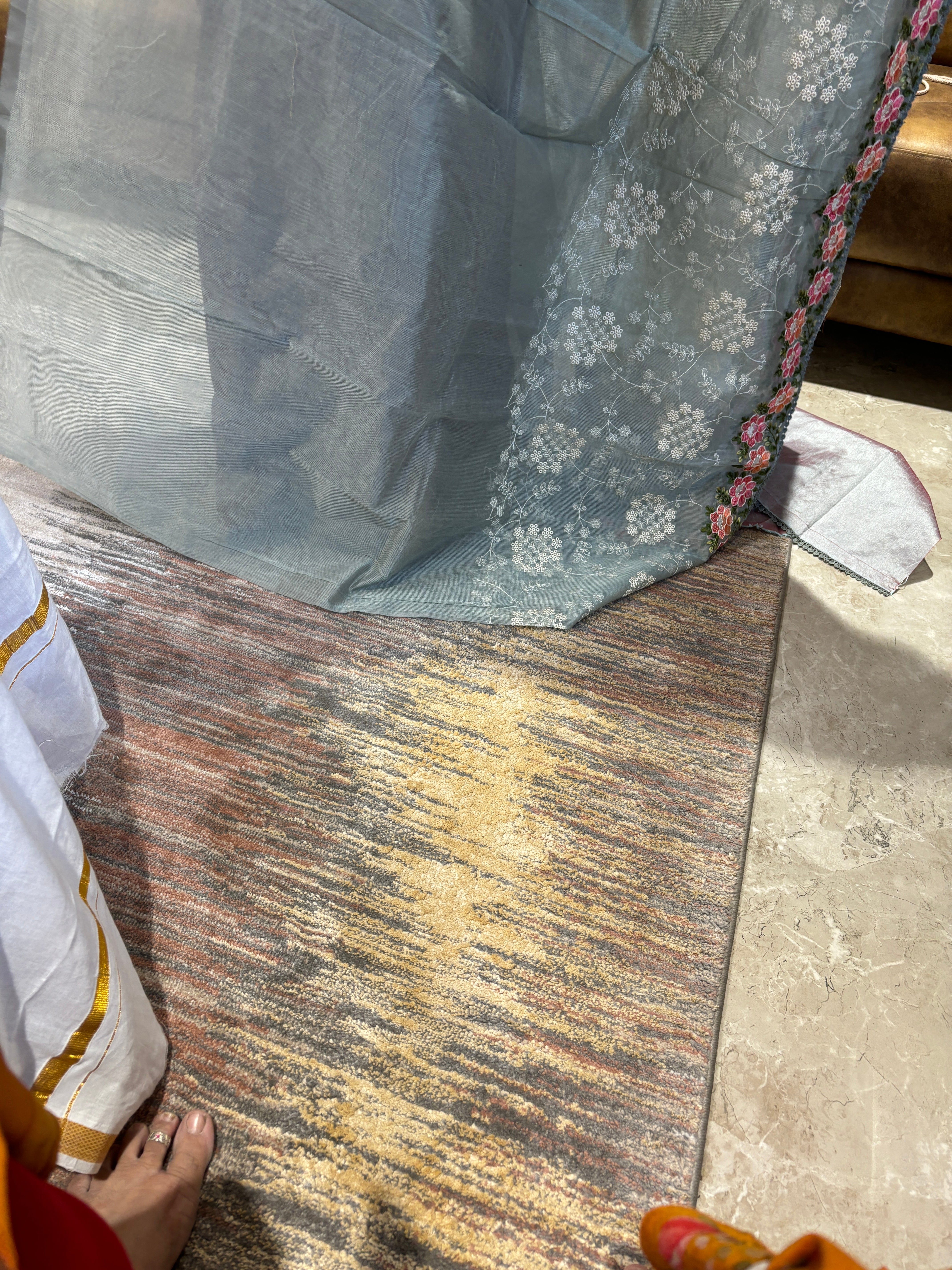 Jaal embroidered Supernet saree