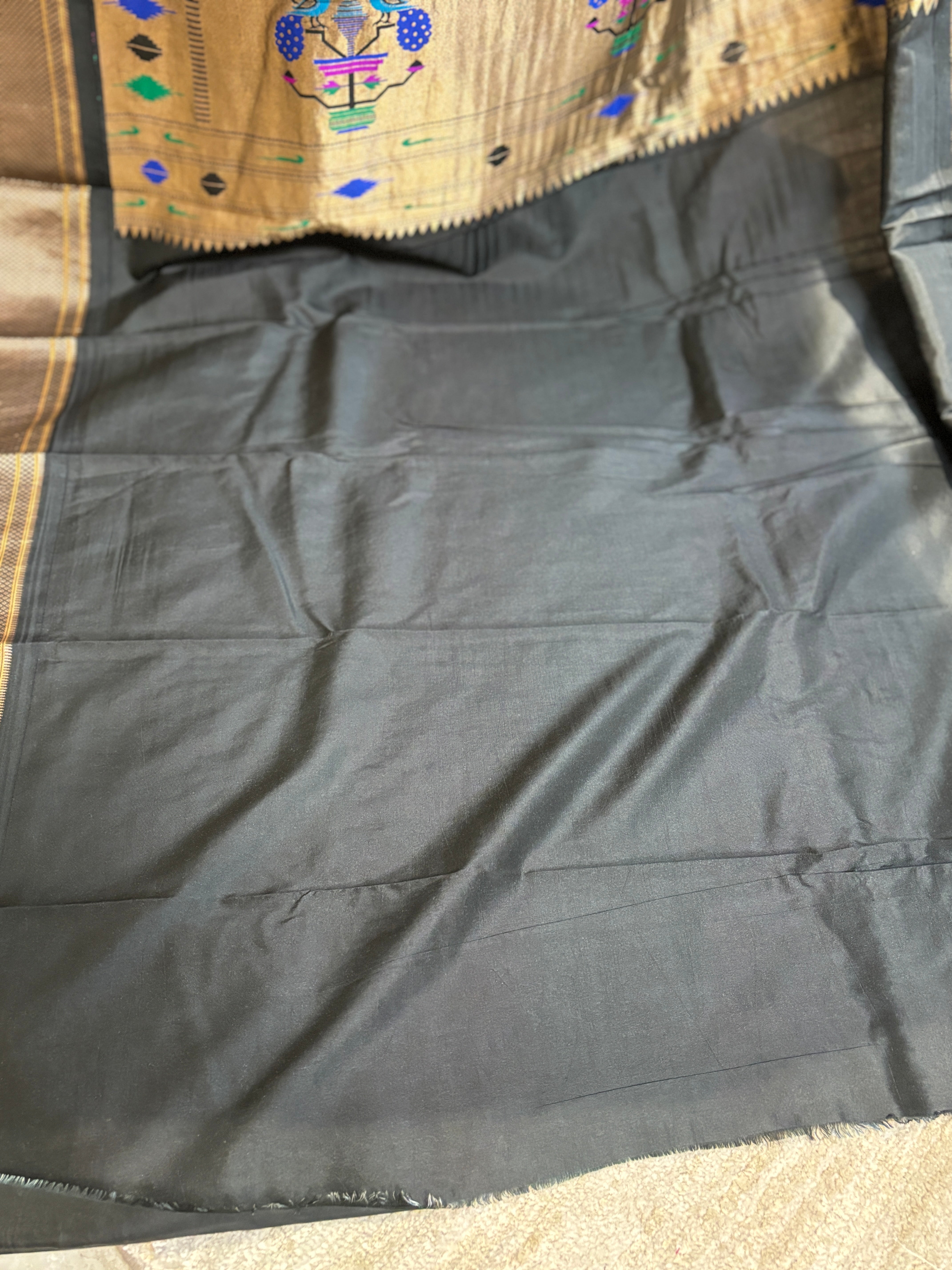 Digital Ikket printed Paithani silk