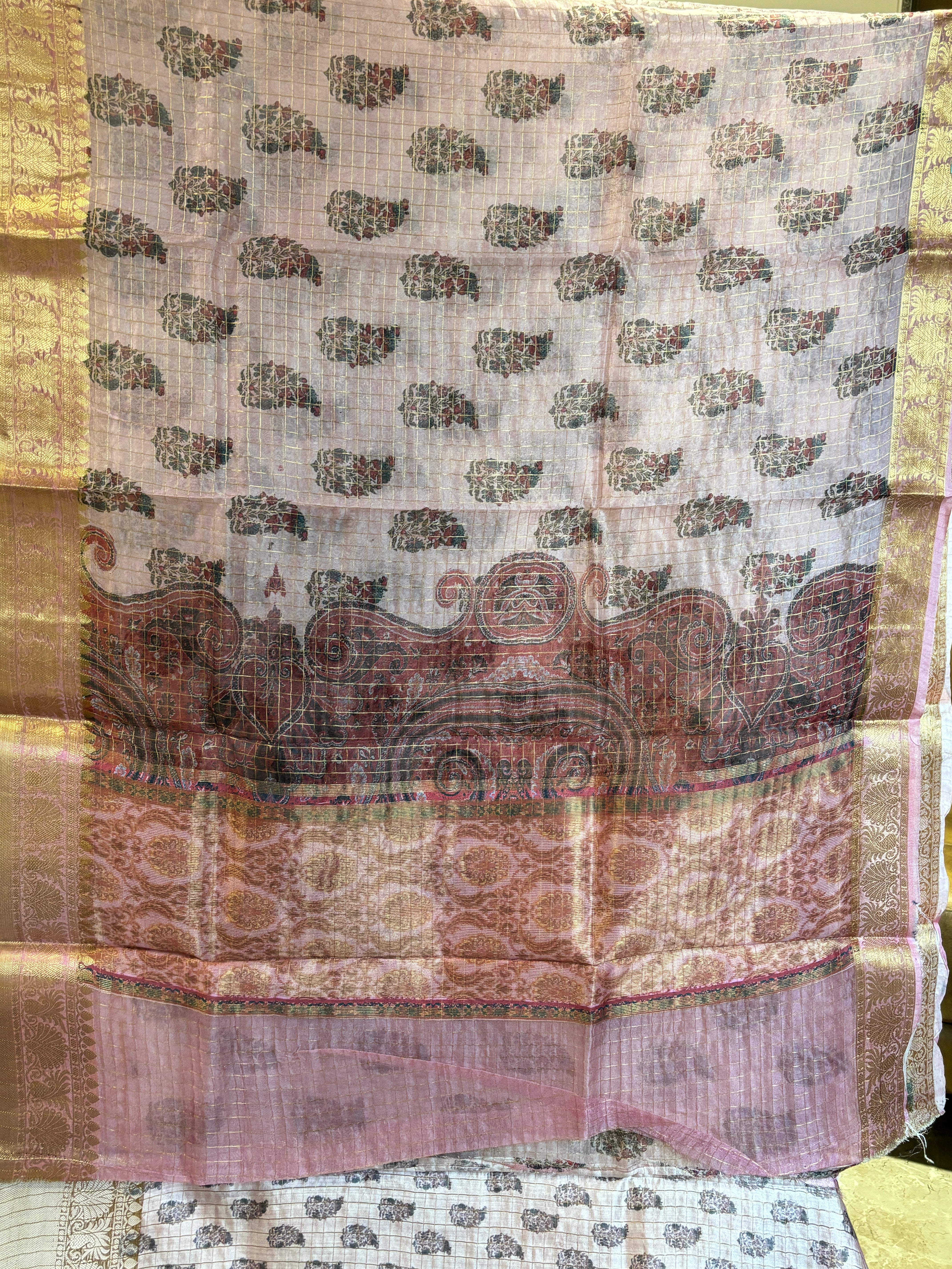 Pure organza with Zari’s checks