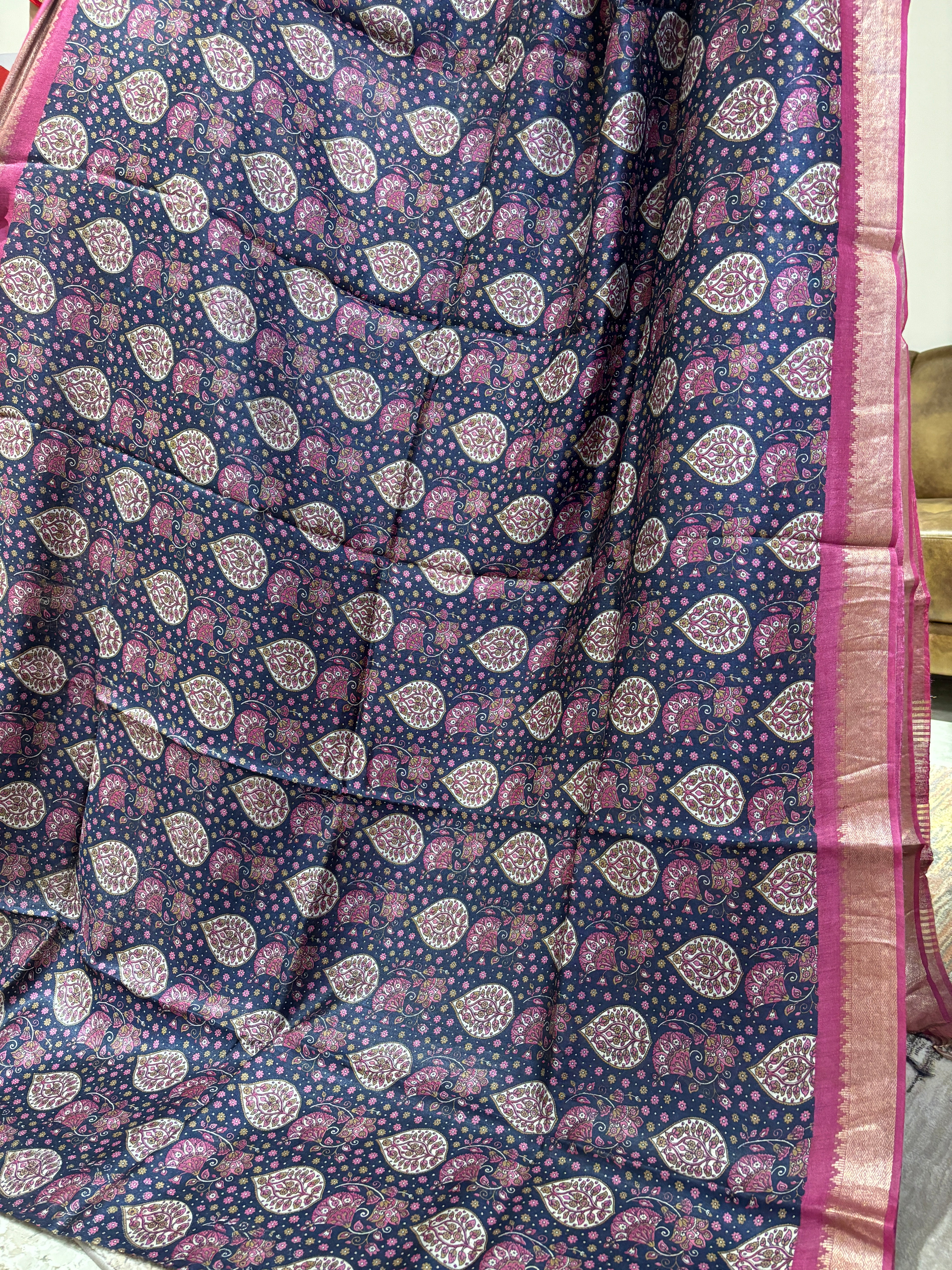 Pure silk printed Tusser saree