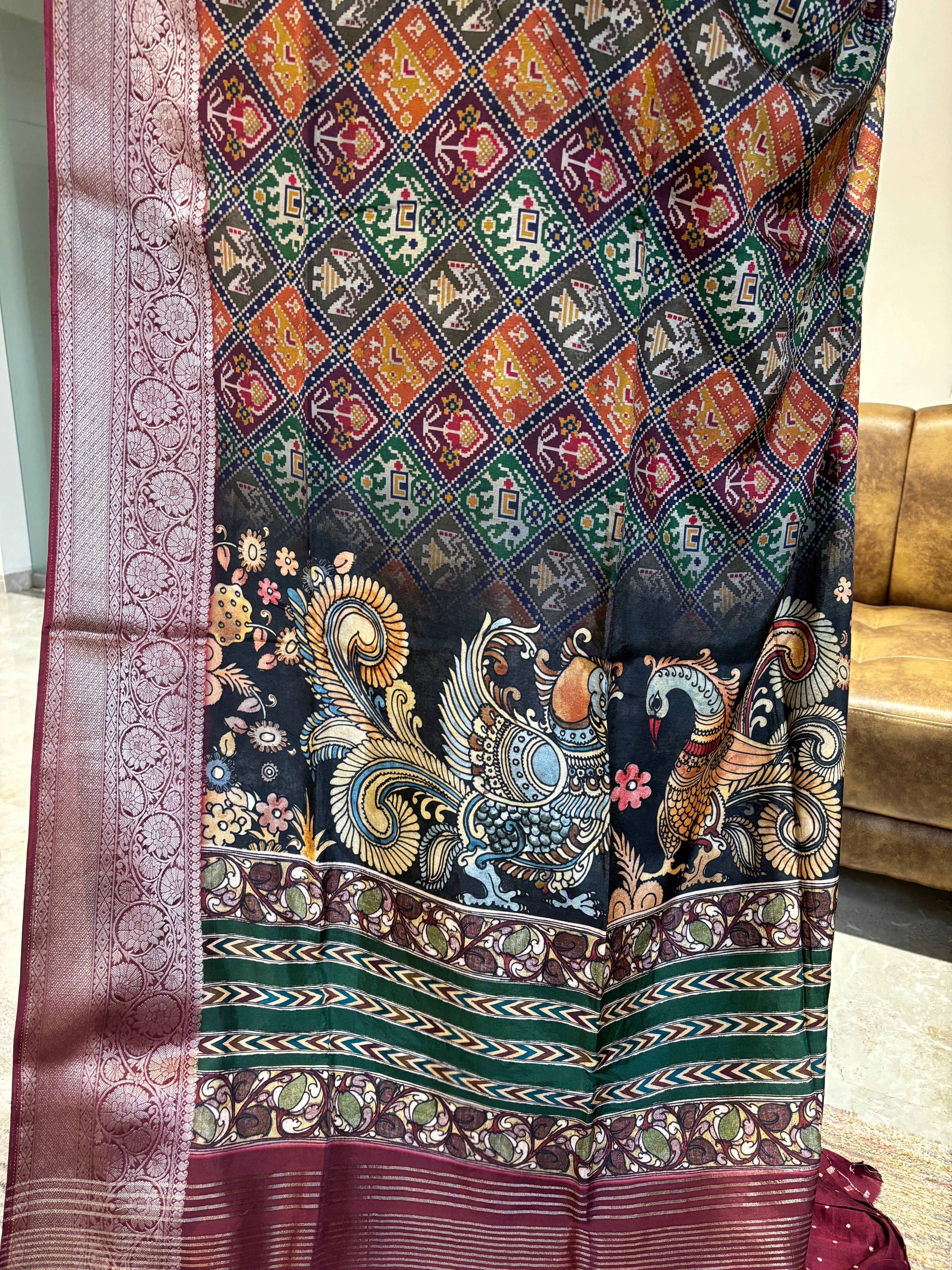 Pure dola silk digital printed saree