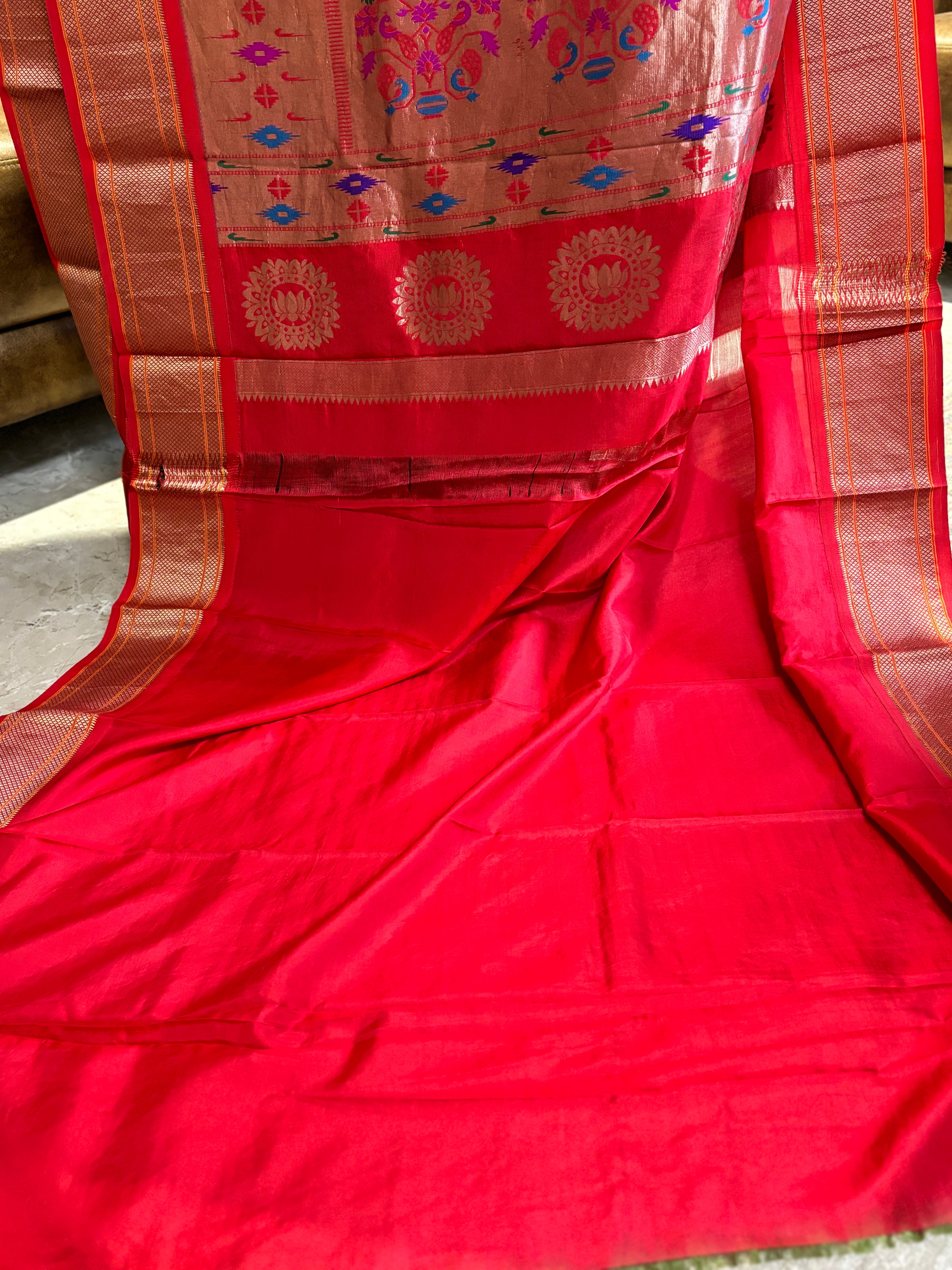 Digital printed pure silk Paithani saree