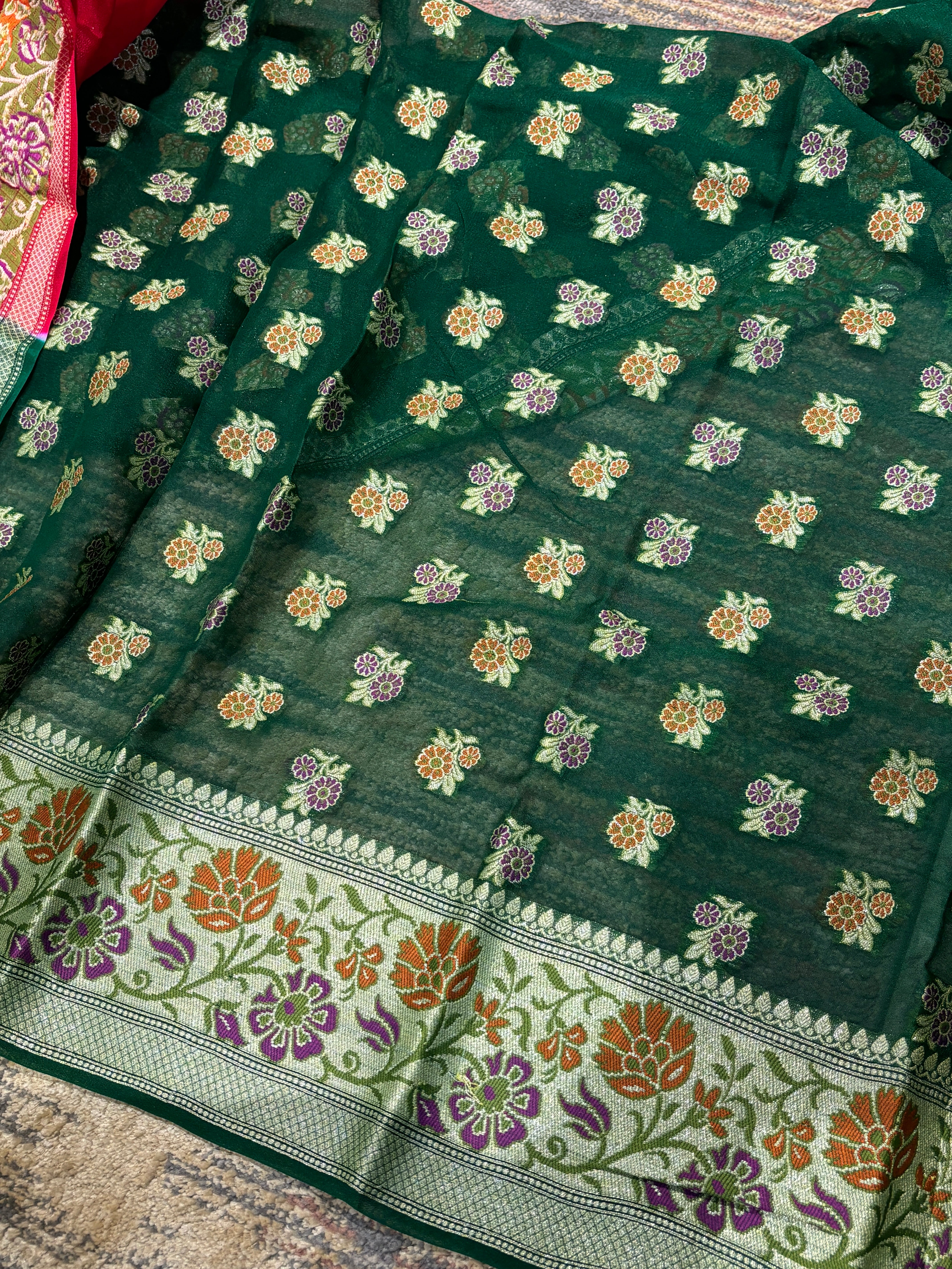 Pure khaddi chiffon georgette Banarasi saree