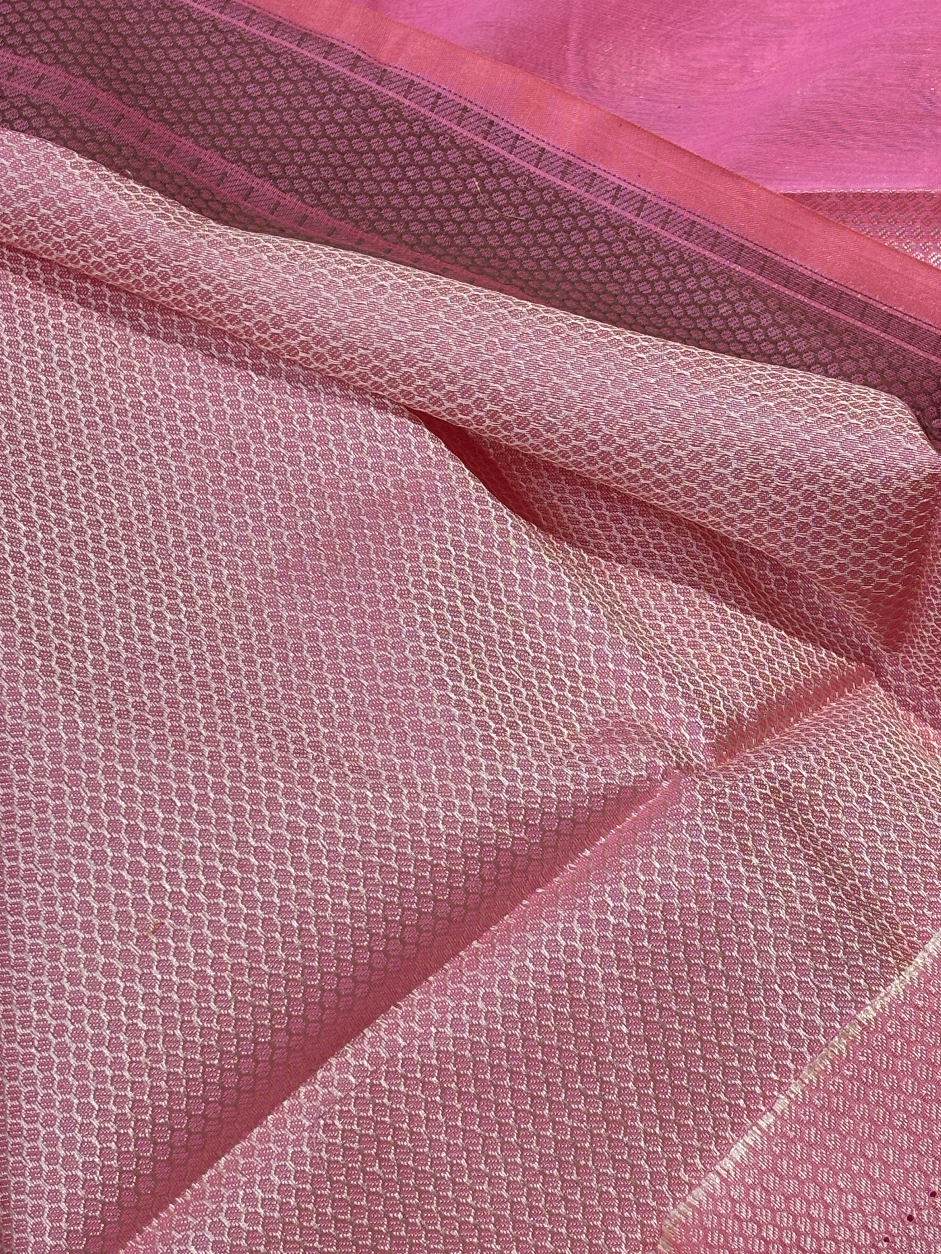 Pink and pink Banarasi mercerised cotton sarees.