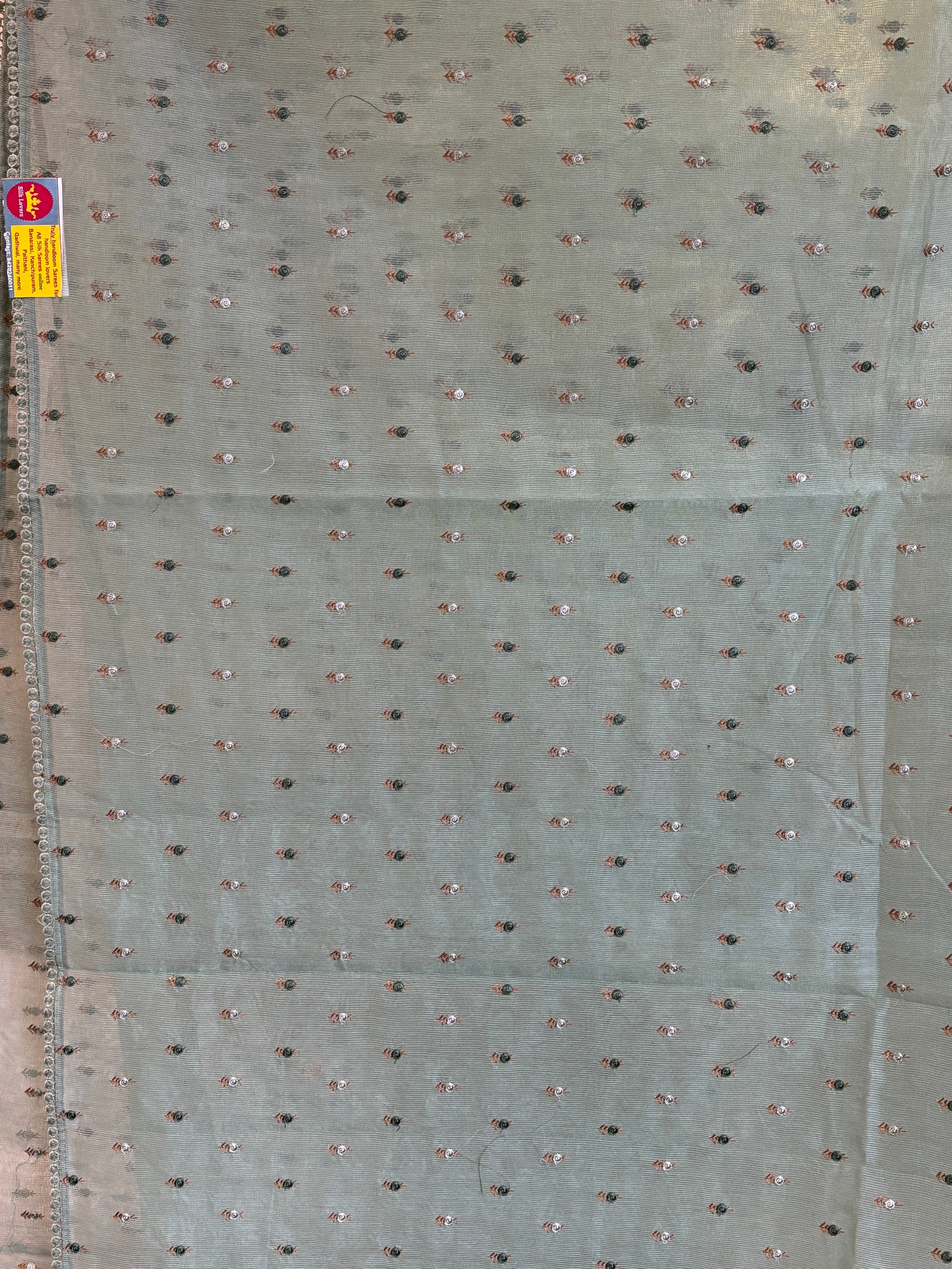 Pista all over butti Supernet saree