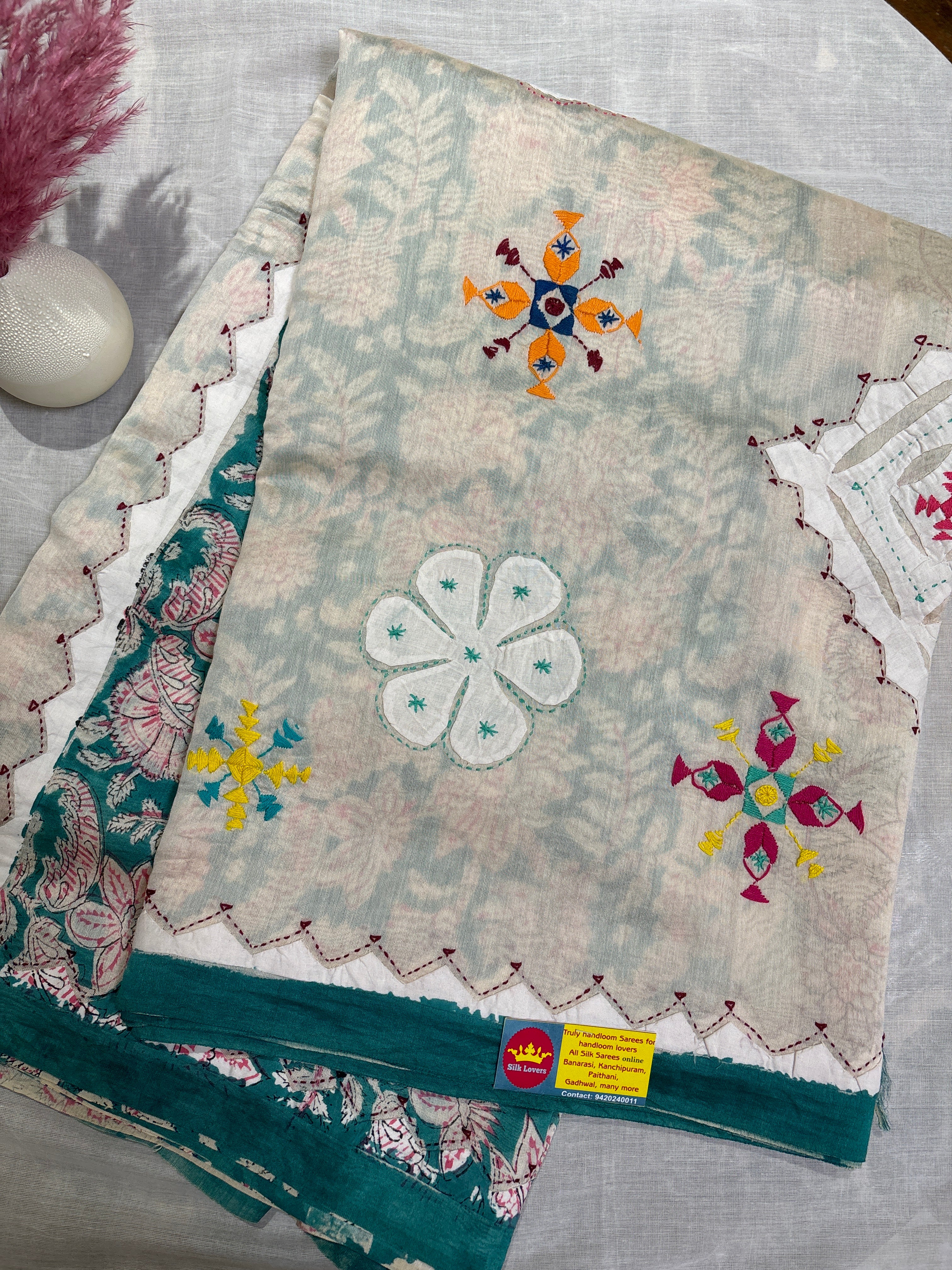 Pure cotton appliqué work saree