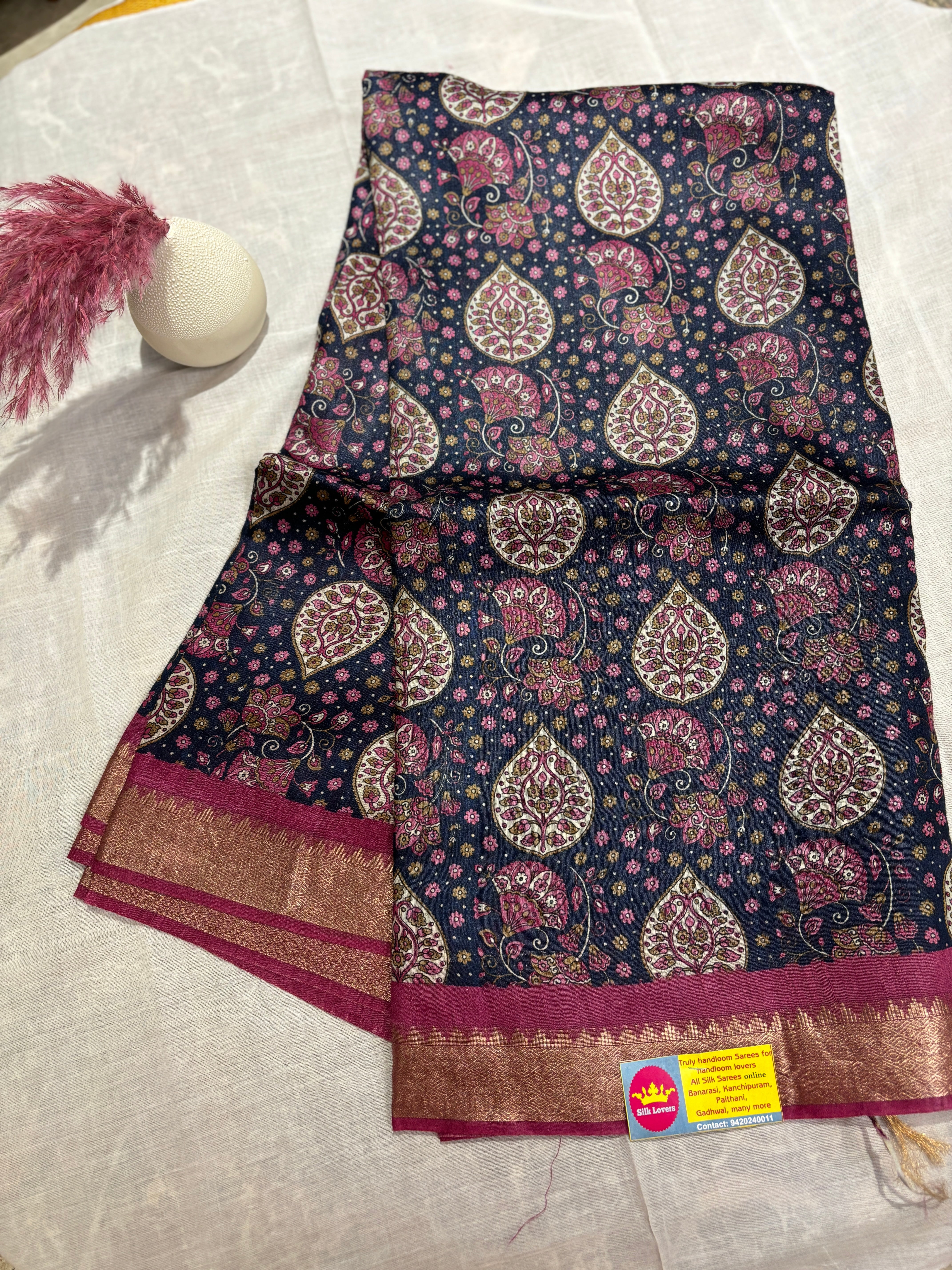 Pure silk printed Tusser saree