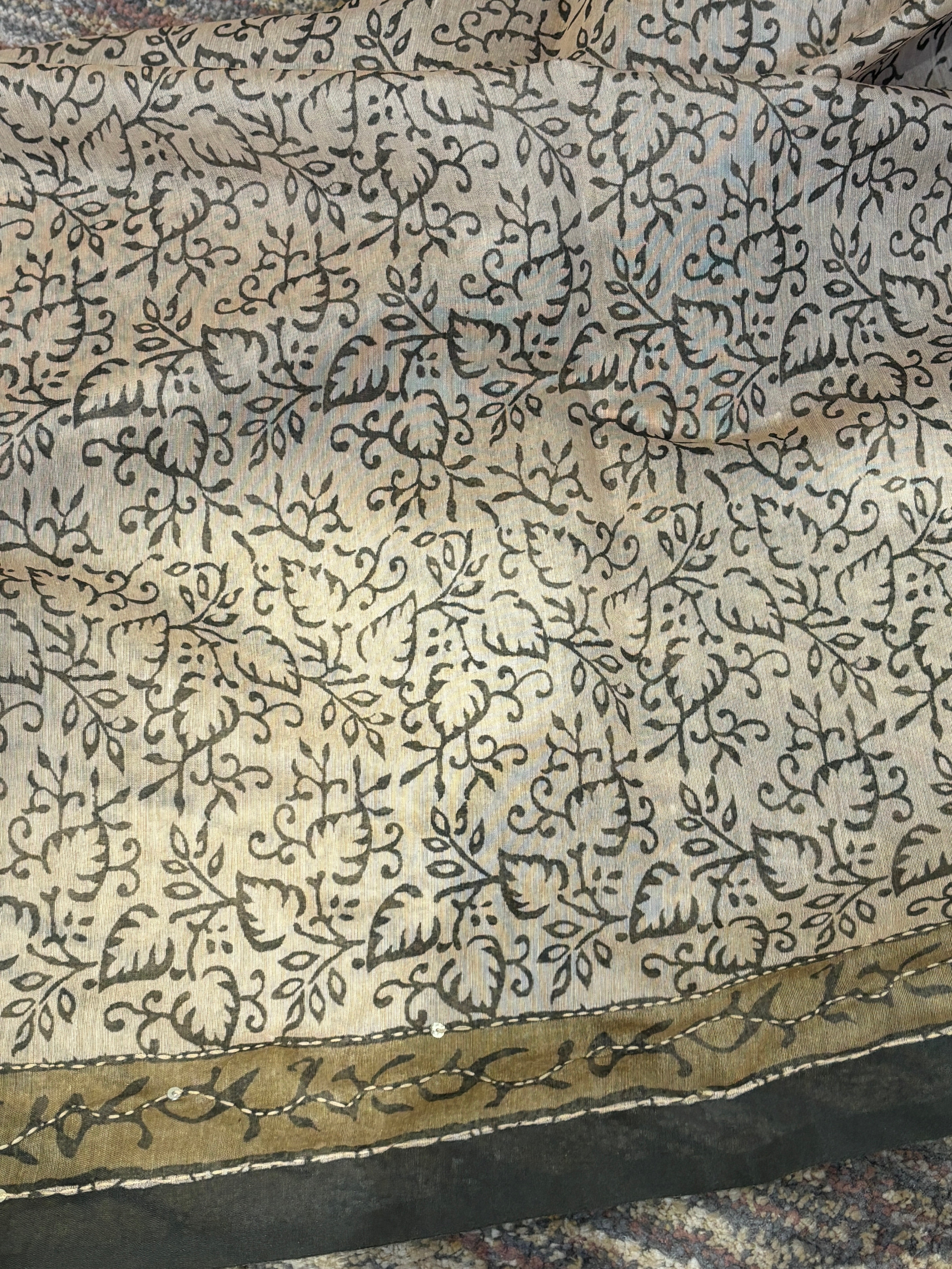 Cotton Kantha work saree