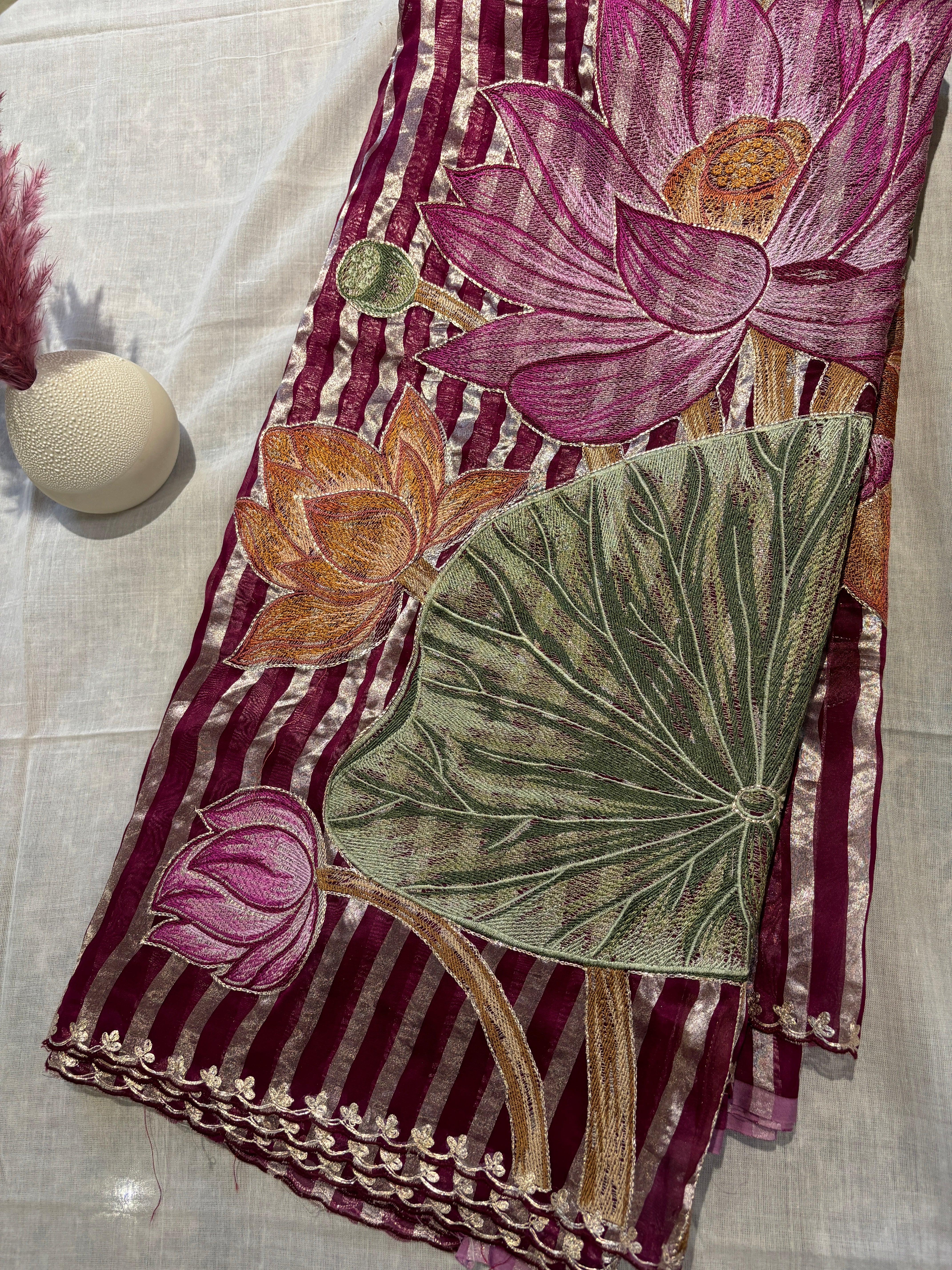 Pure tissue kora saree