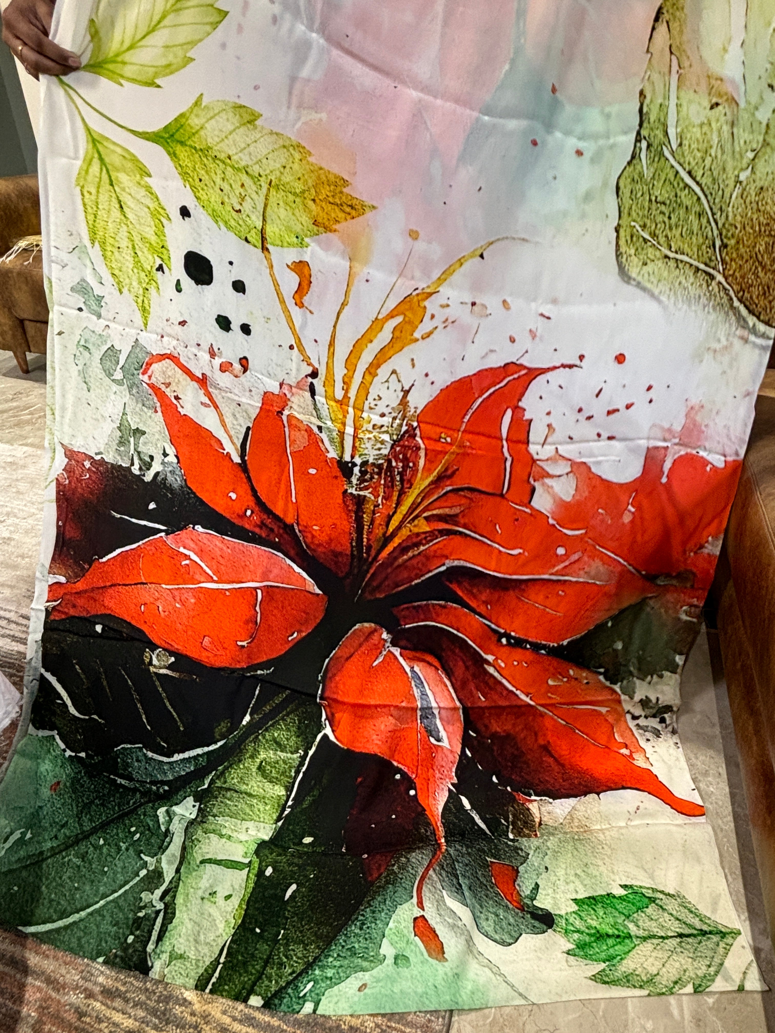 Pure crepe silk digital printed sarees