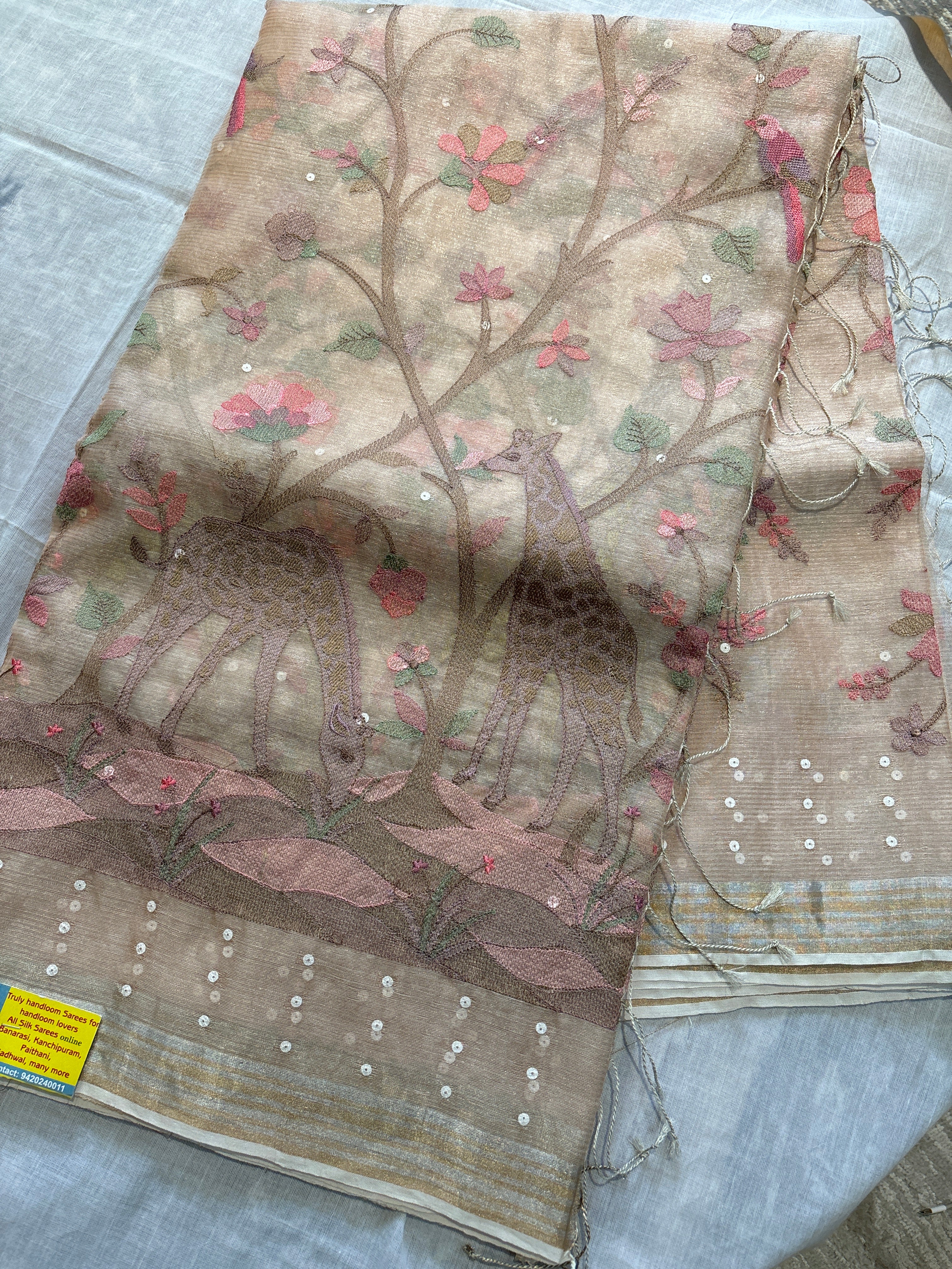 Pure tissue kora saree