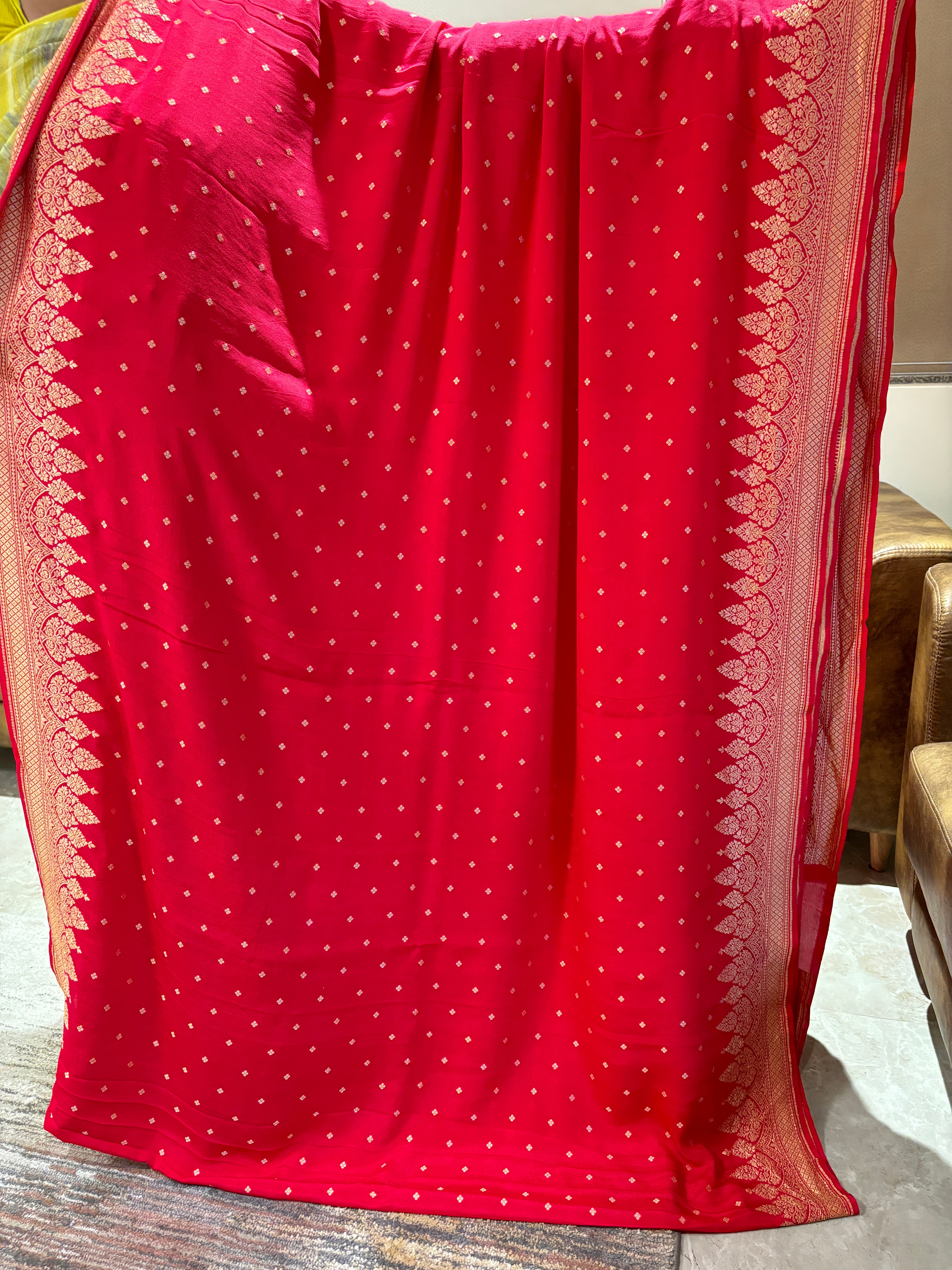 Red khaddi chiffon