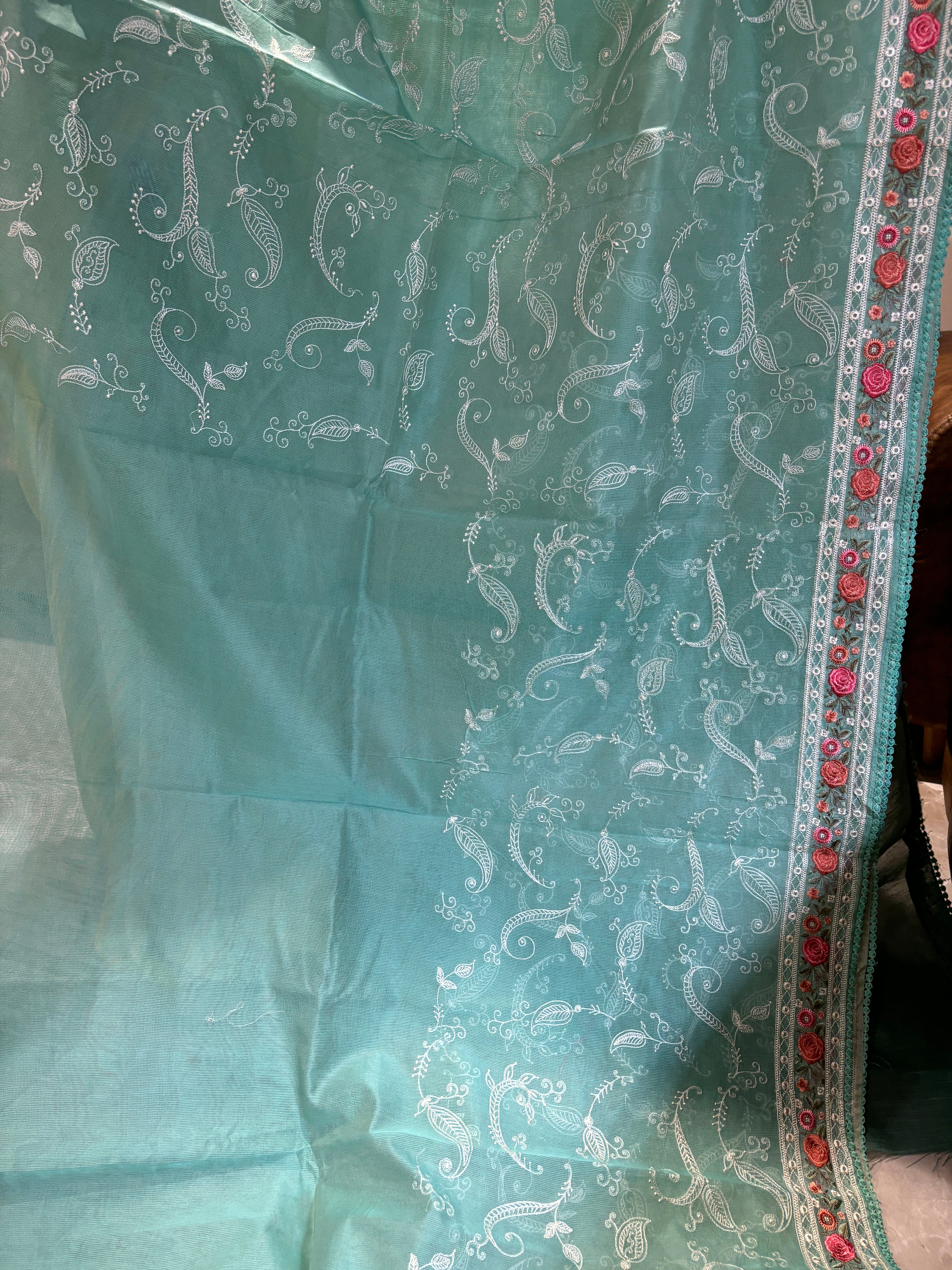 Sea blue Supernet saree