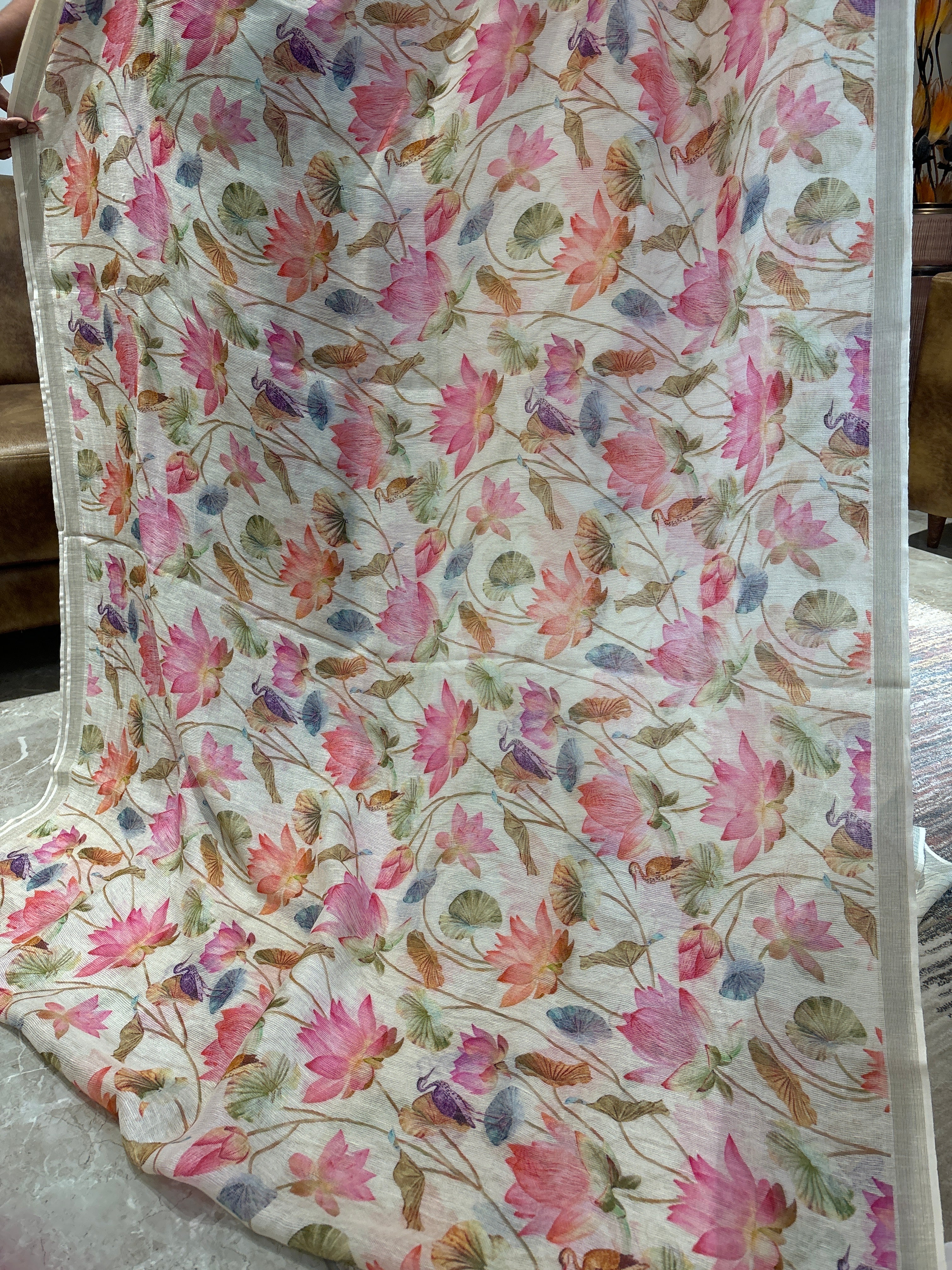 Pure kora linen saree