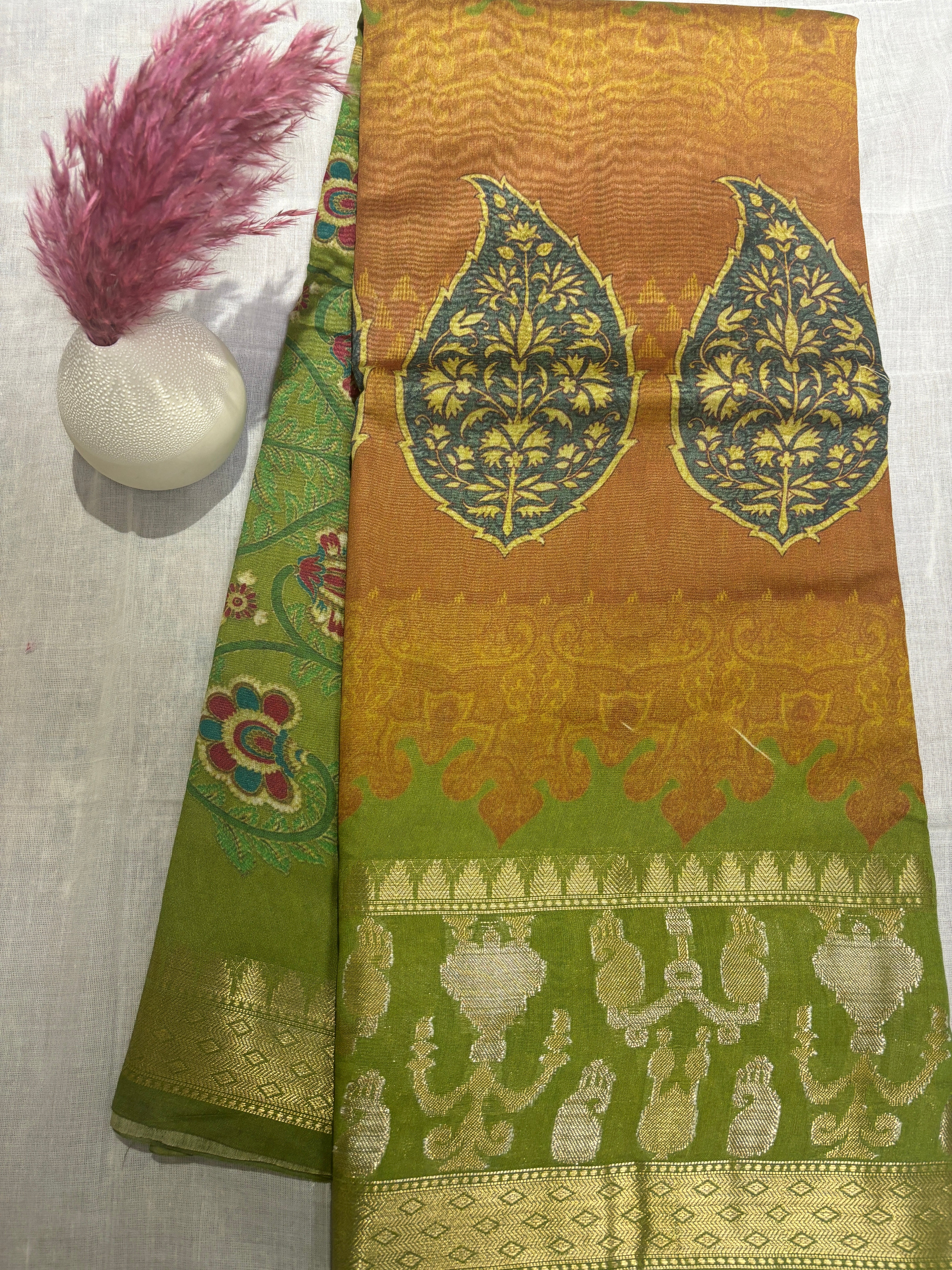 Pure munga silk digital printed saree