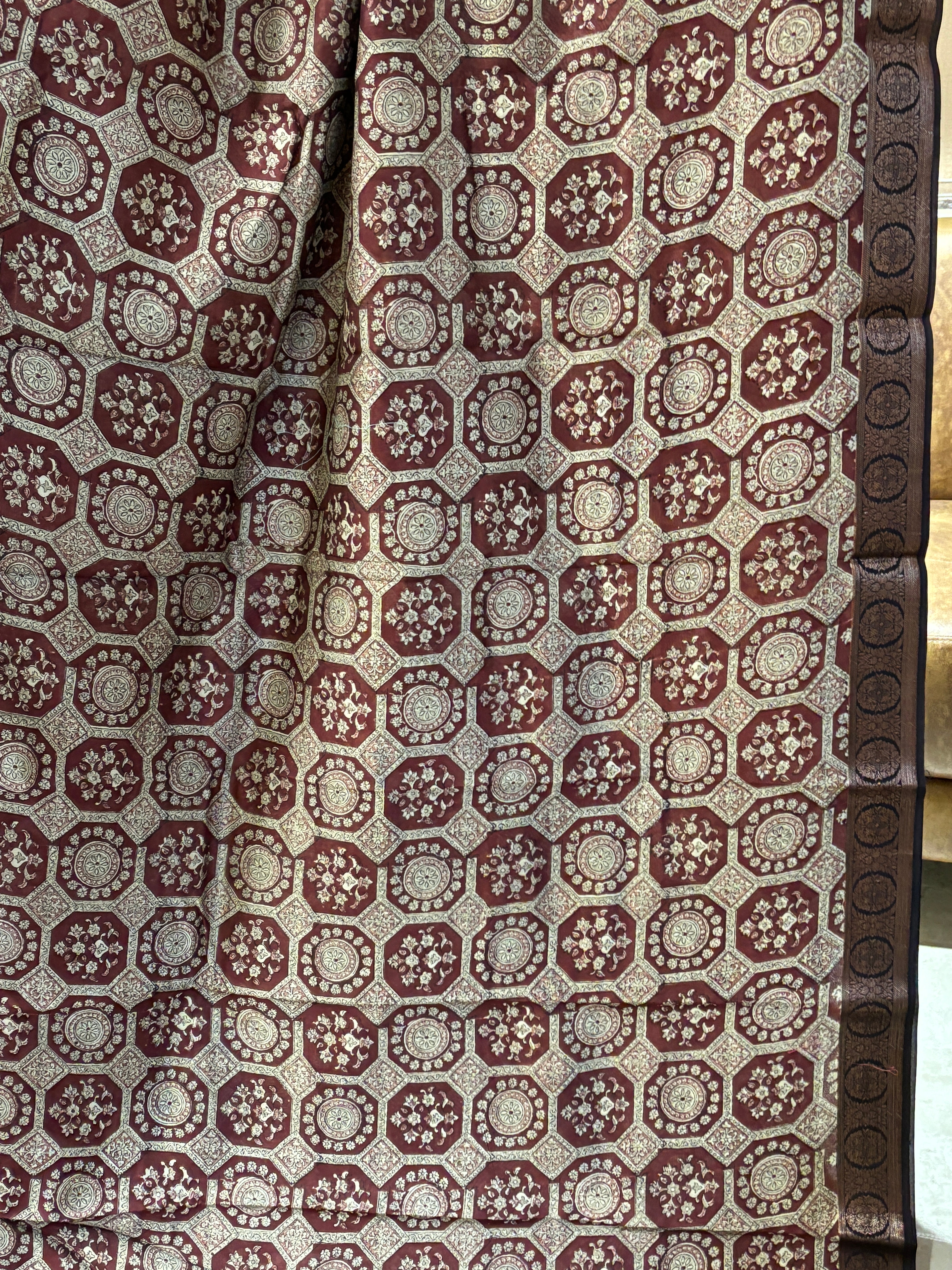 Chanderi Ajhrakh cotton saree