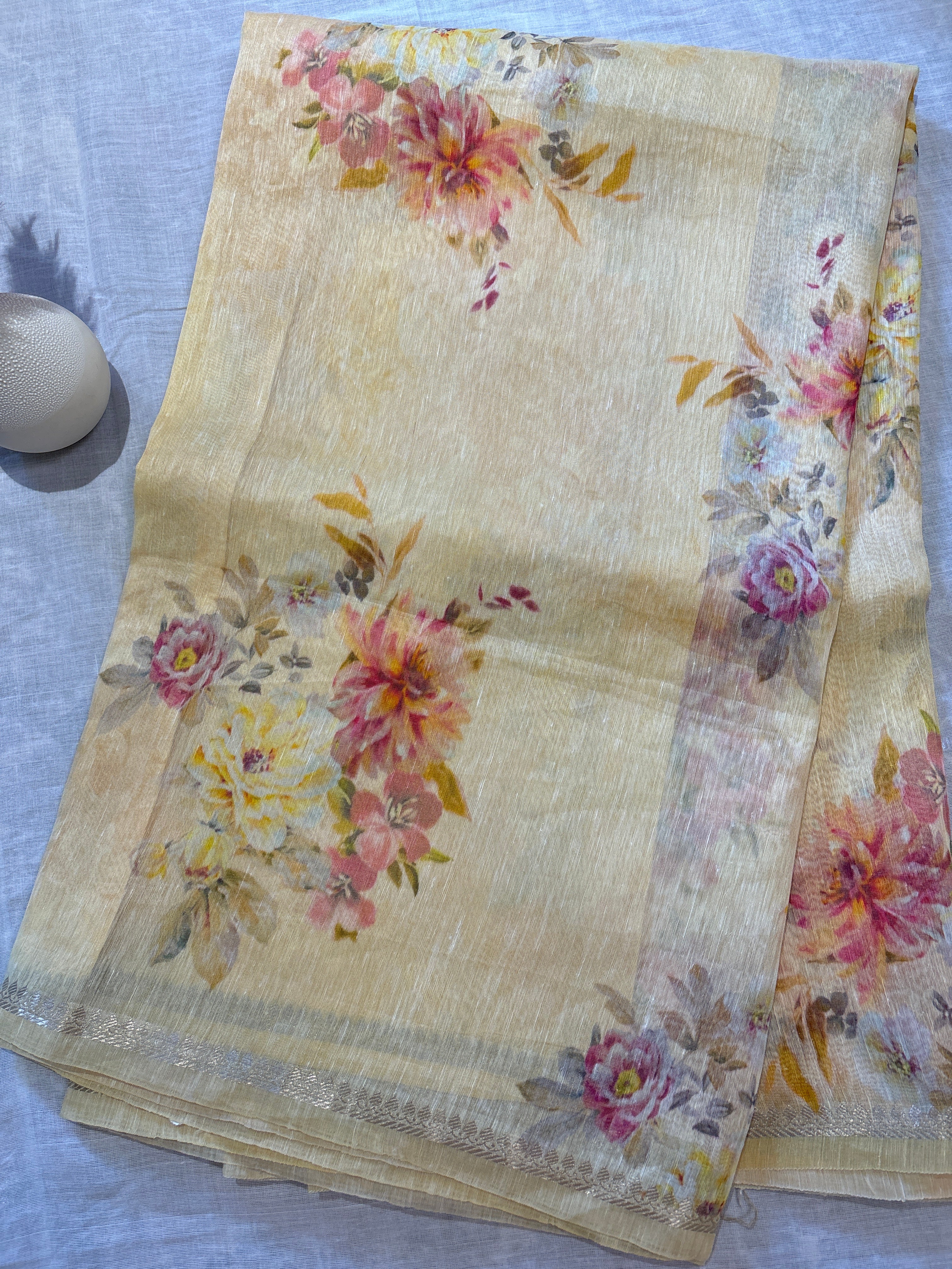 Pure linen silk saree