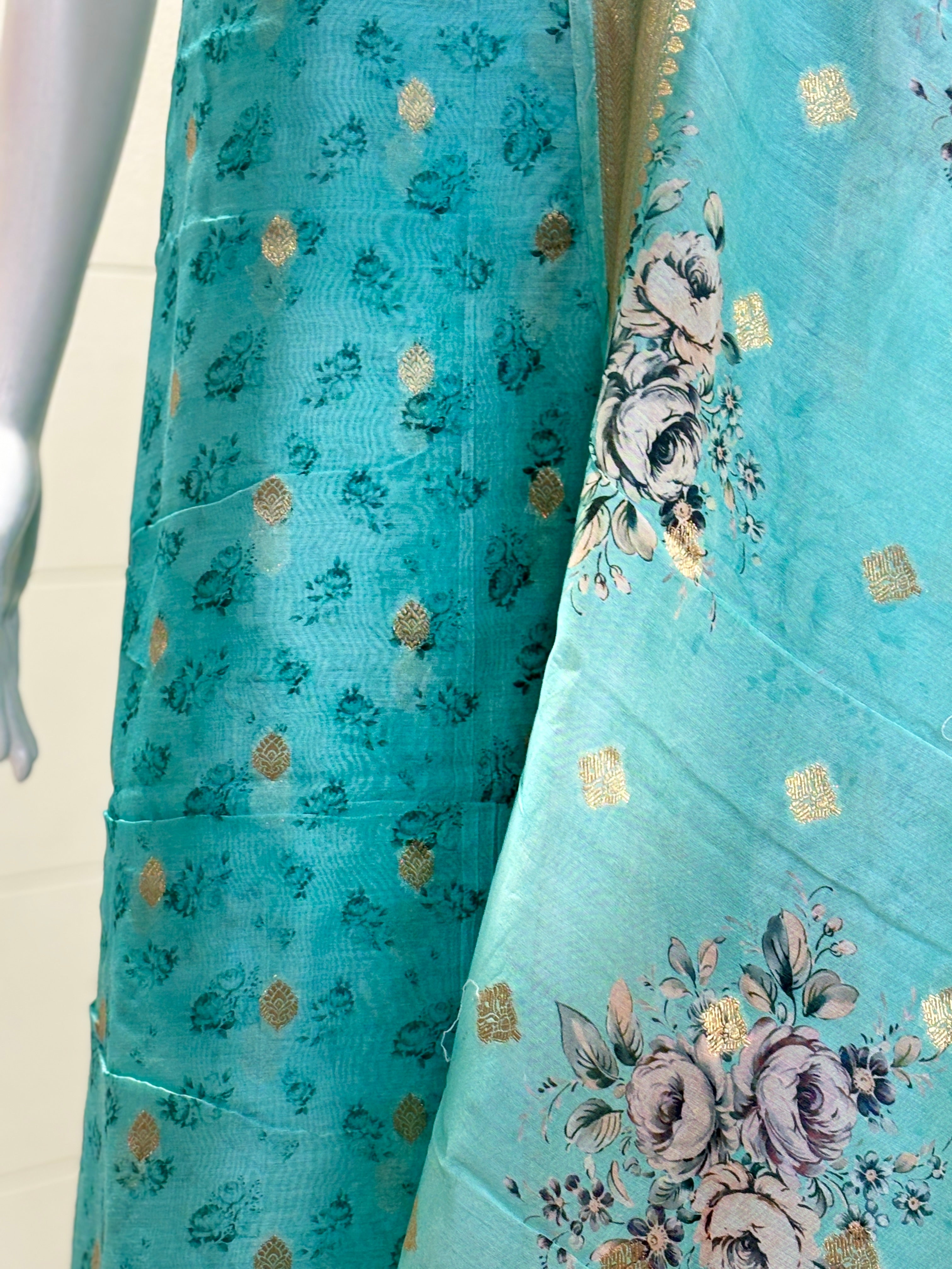 Banarasi sea blue suit material