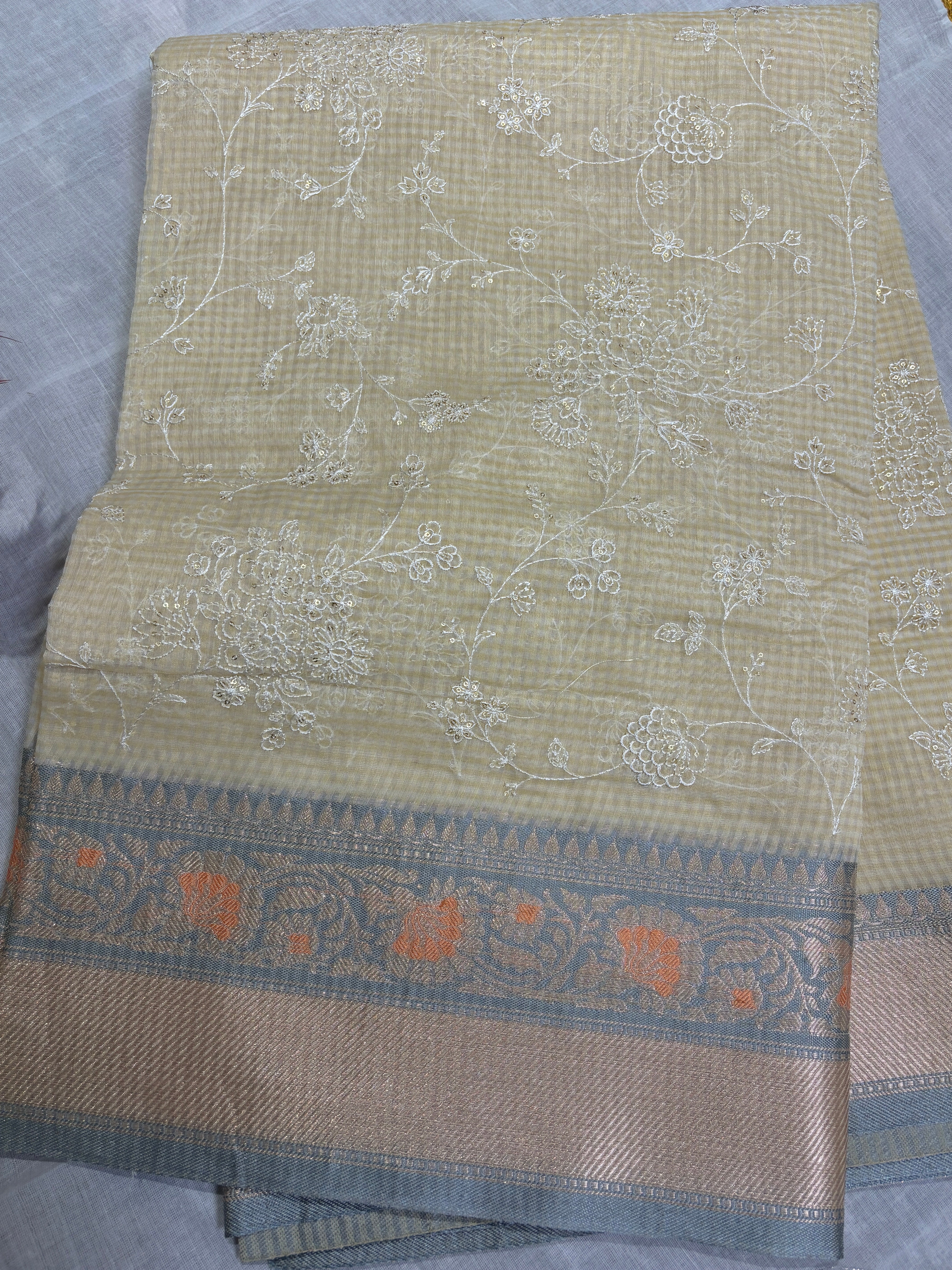 Kota cotton embroidery with Resham border