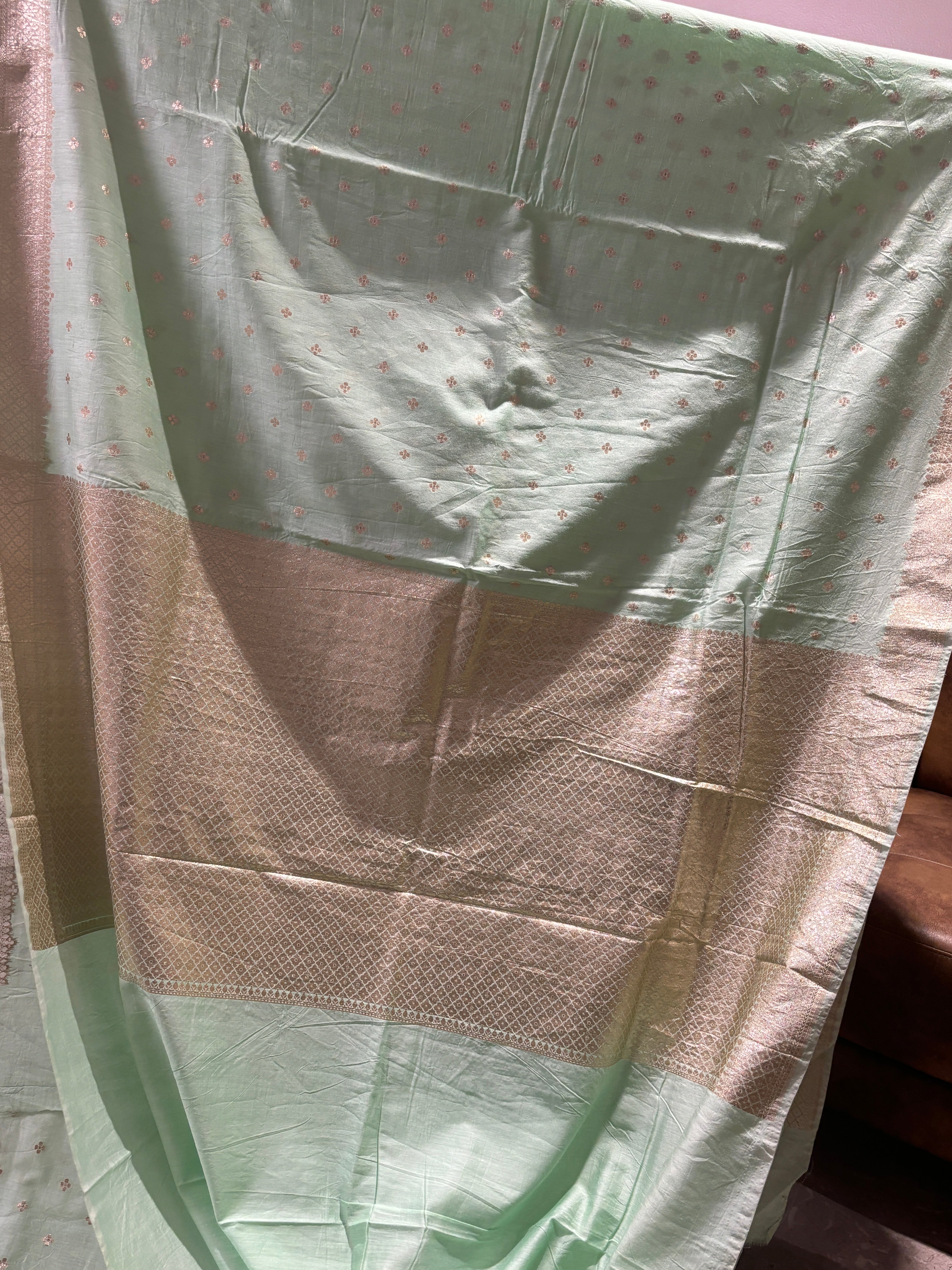 Pista cotton saree
